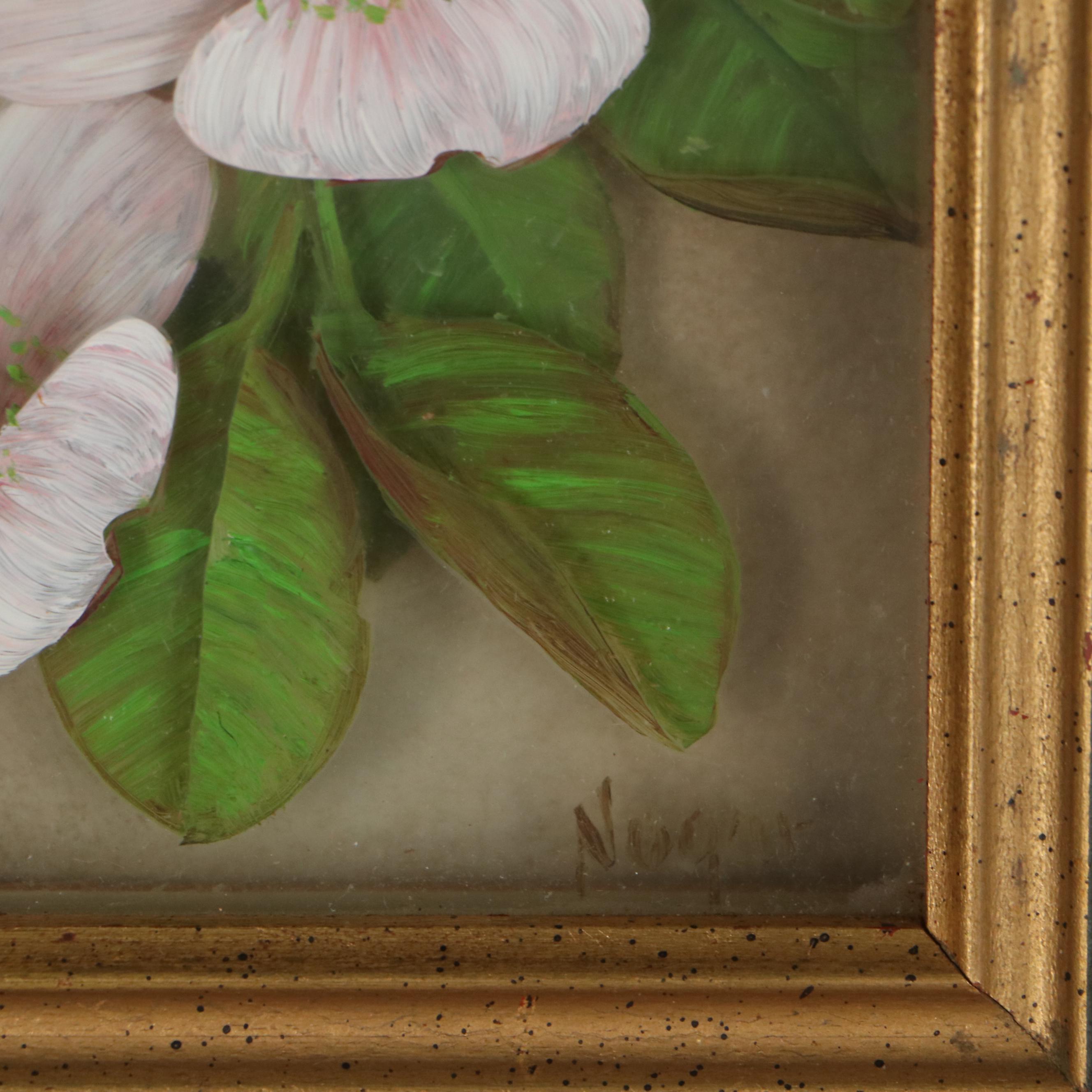 Edmond J. Nogar Dimensional Floral Oil Paintings