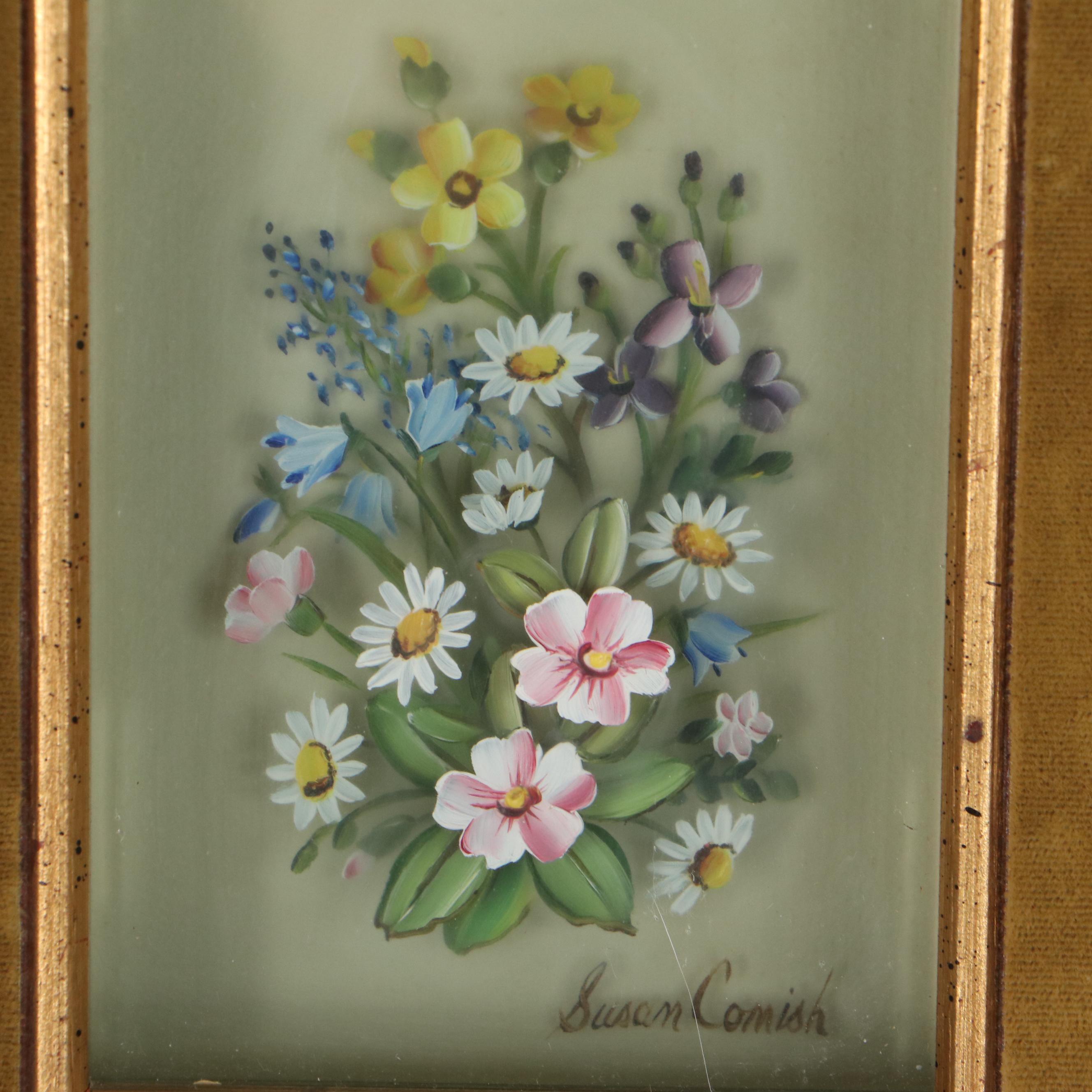 Edmond J. Nogar Dimensional Floral Oil Paintings