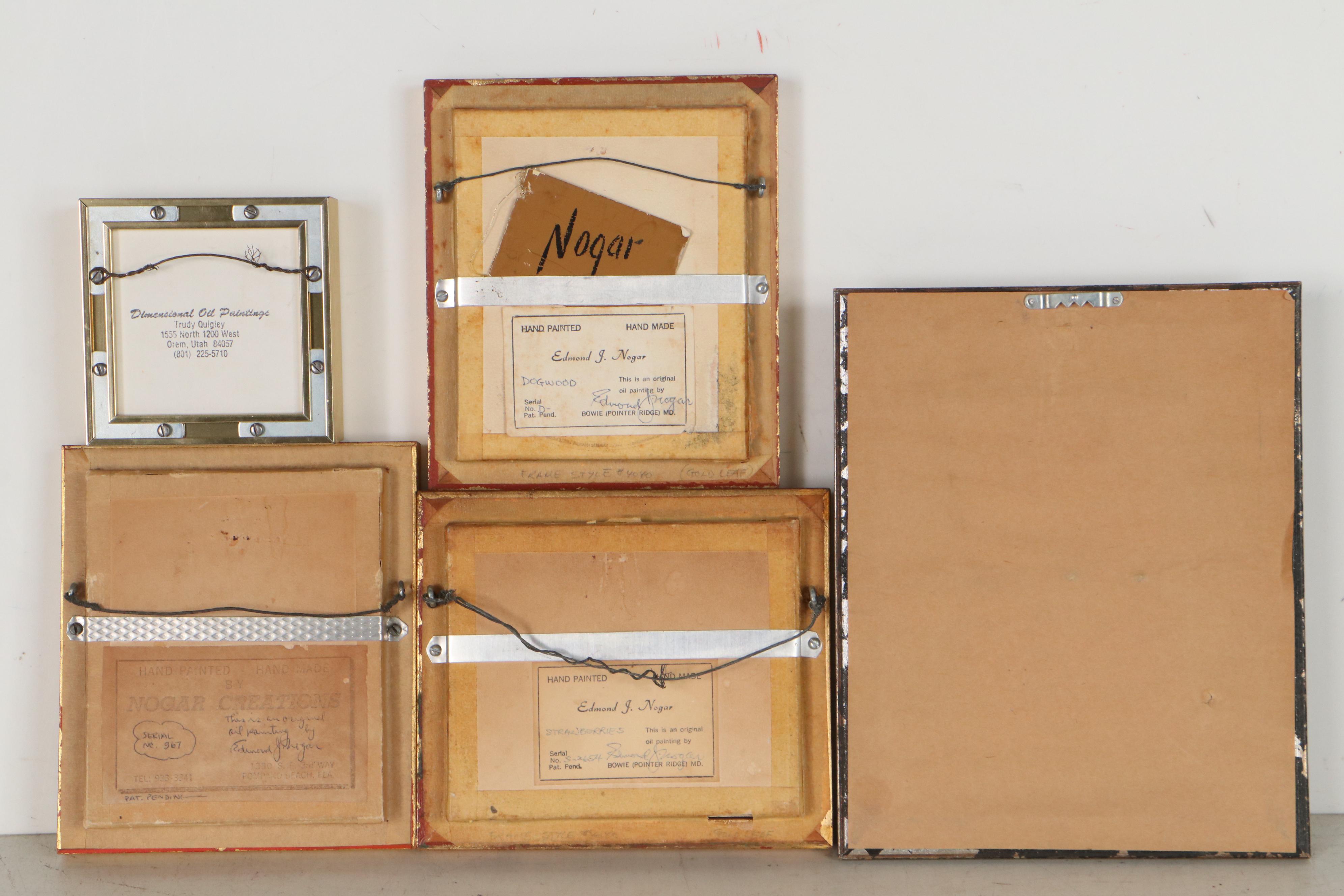 Edmond J. Nogar Dimensional Floral Oil Paintings