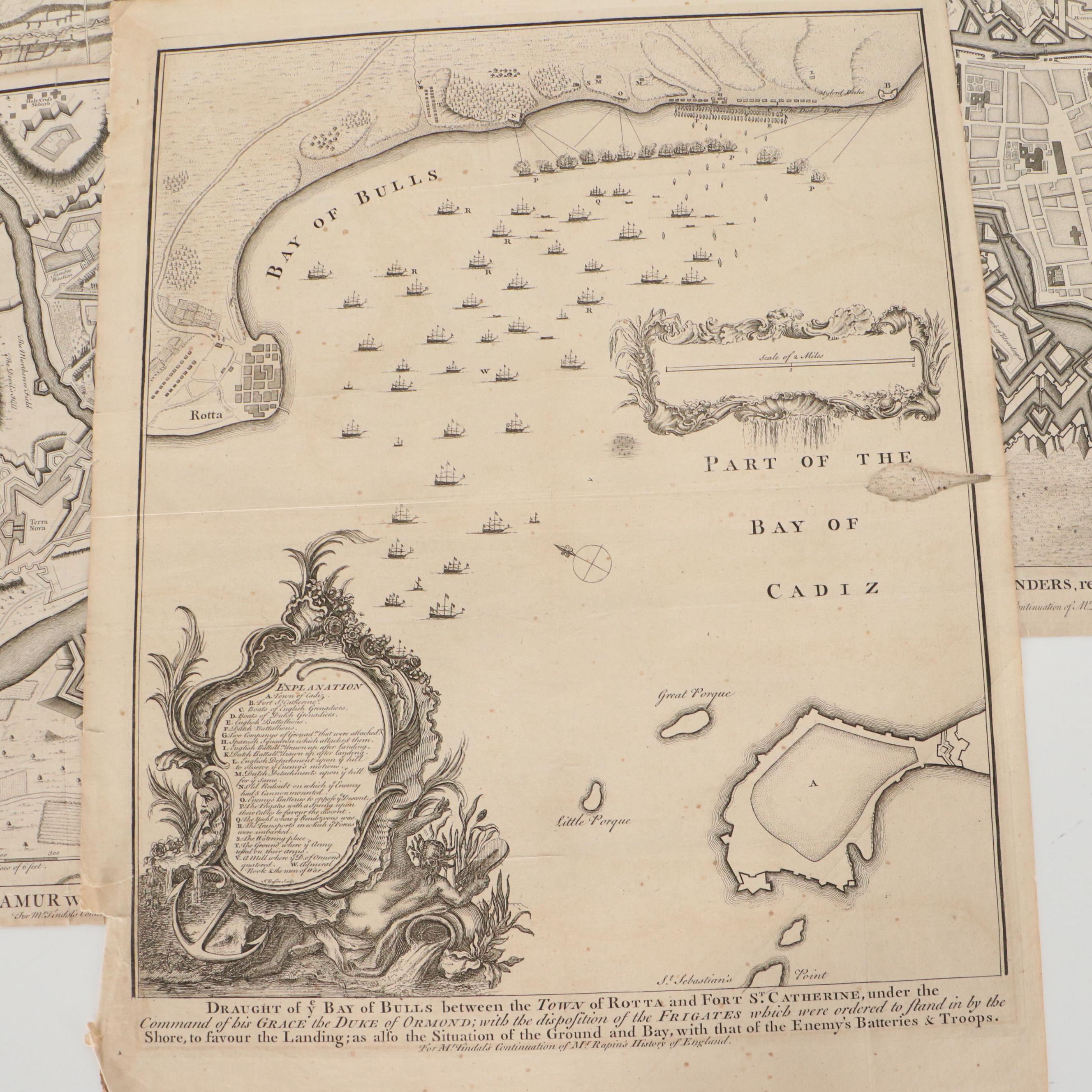 James Basire Engraving Map of Aeth City Plan, Mid-18th Century and More