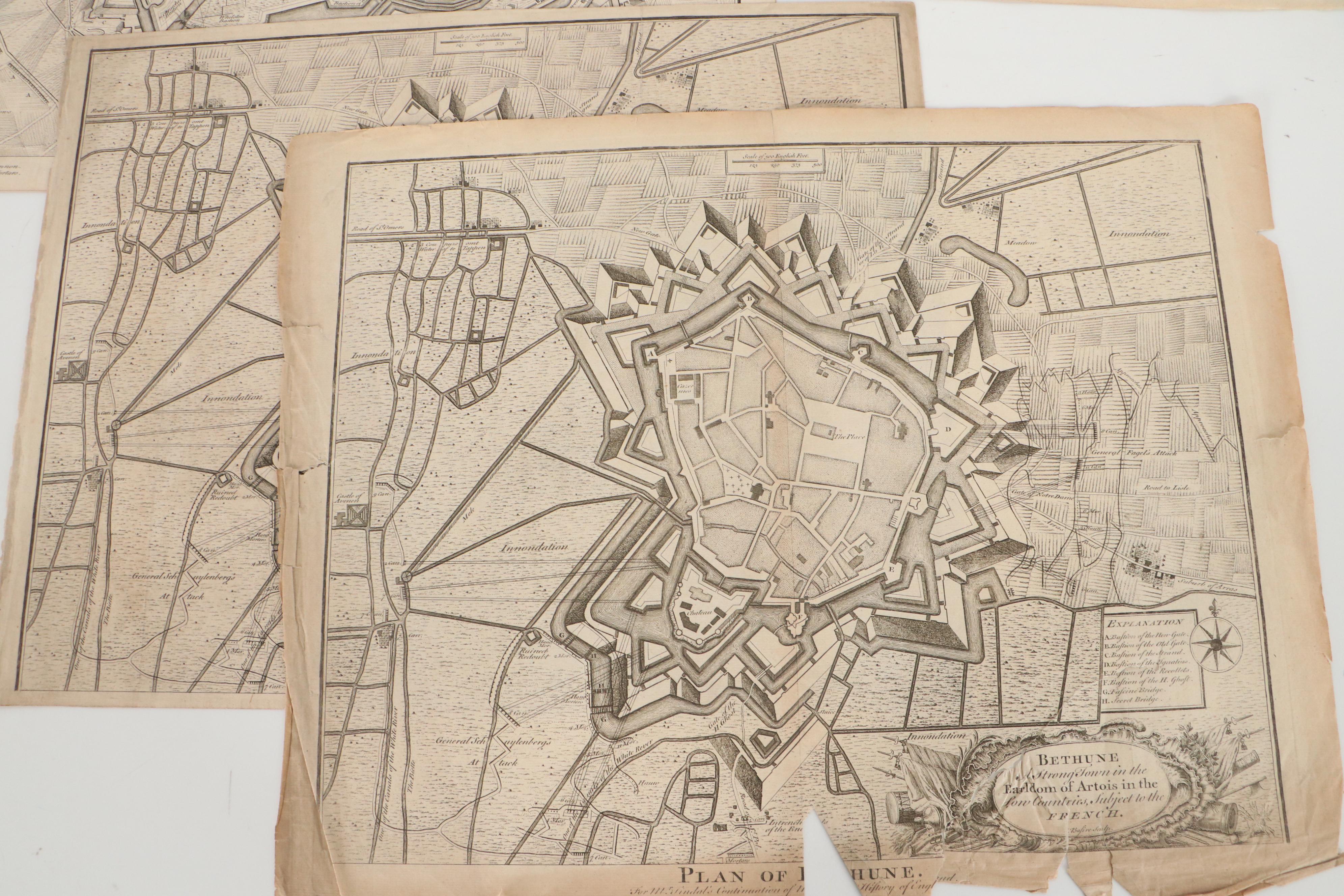 James Basire Engraving Map of Aeth City Plan, Mid-18th Century and More