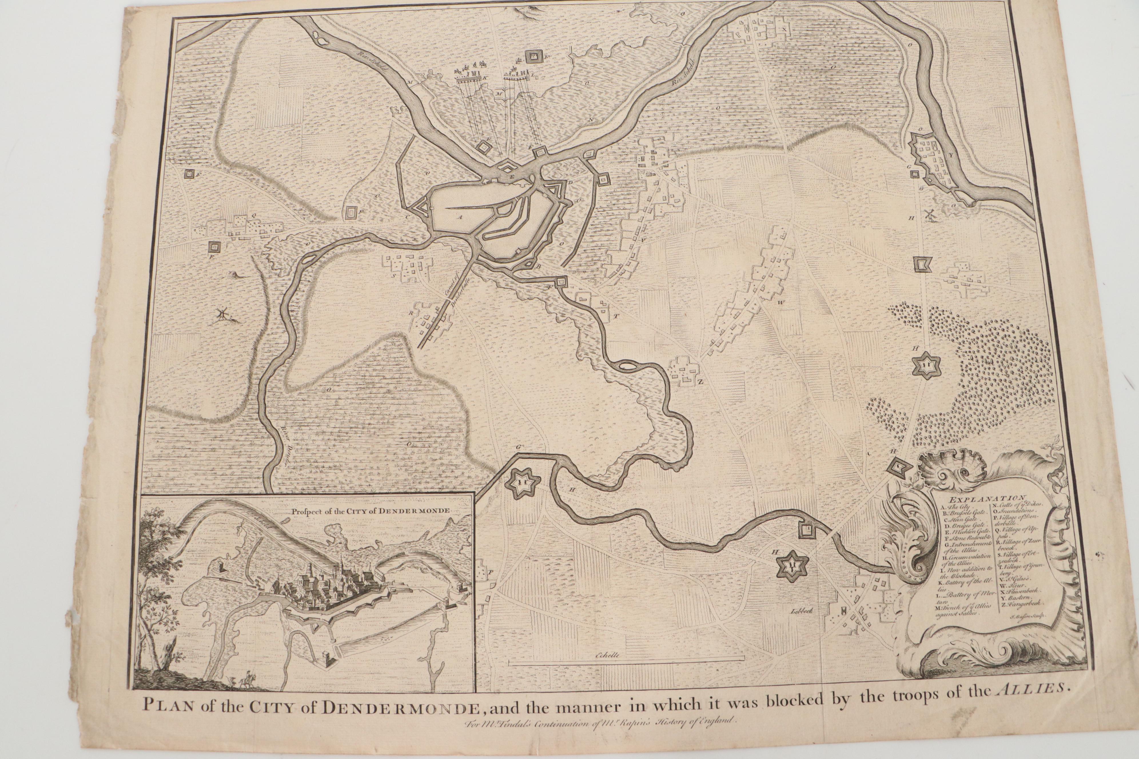 James Basire Engraving Map of Aeth City Plan, Mid-18th Century and More