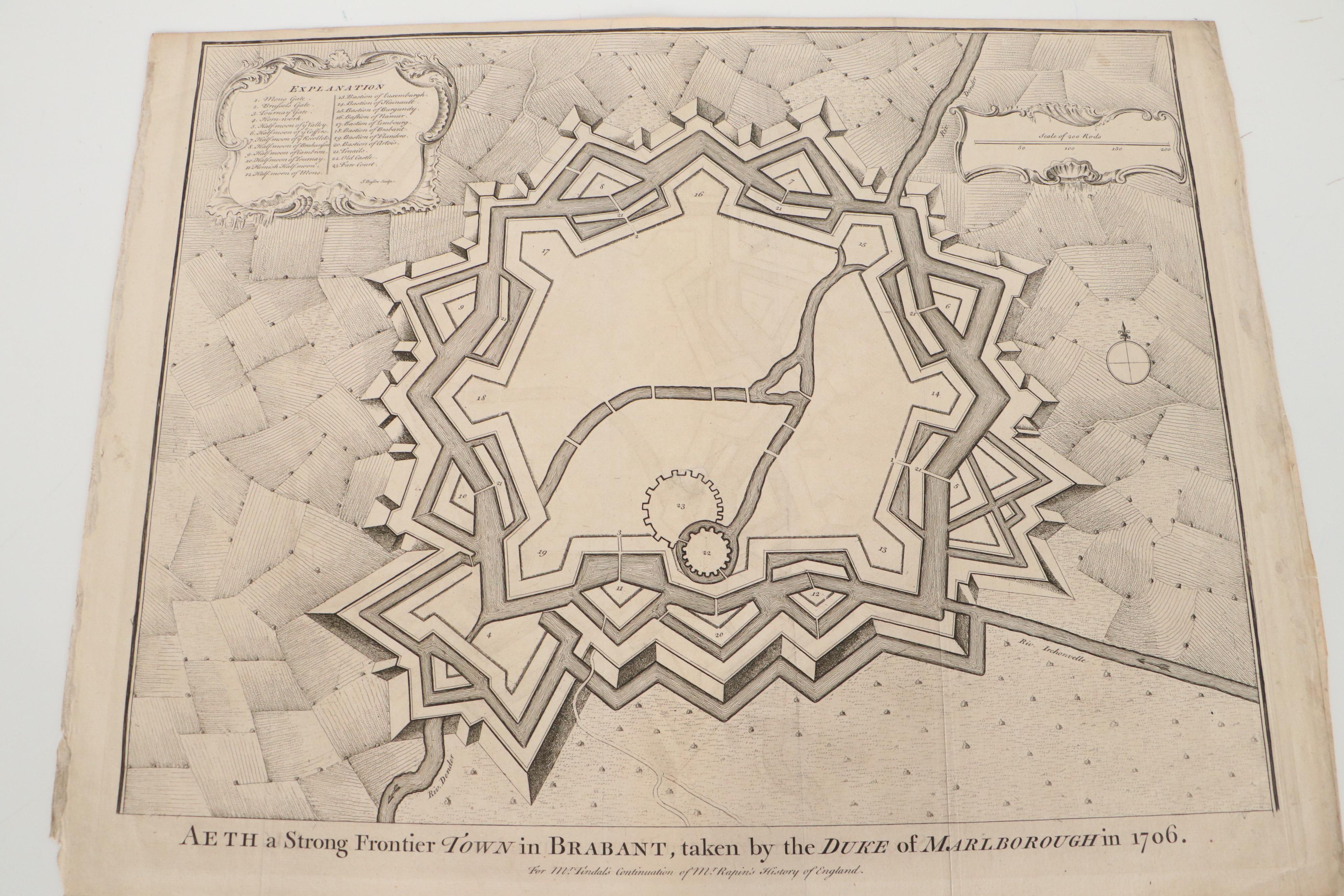 James Basire Engraving Map of Aeth City Plan, Mid-18th Century and More