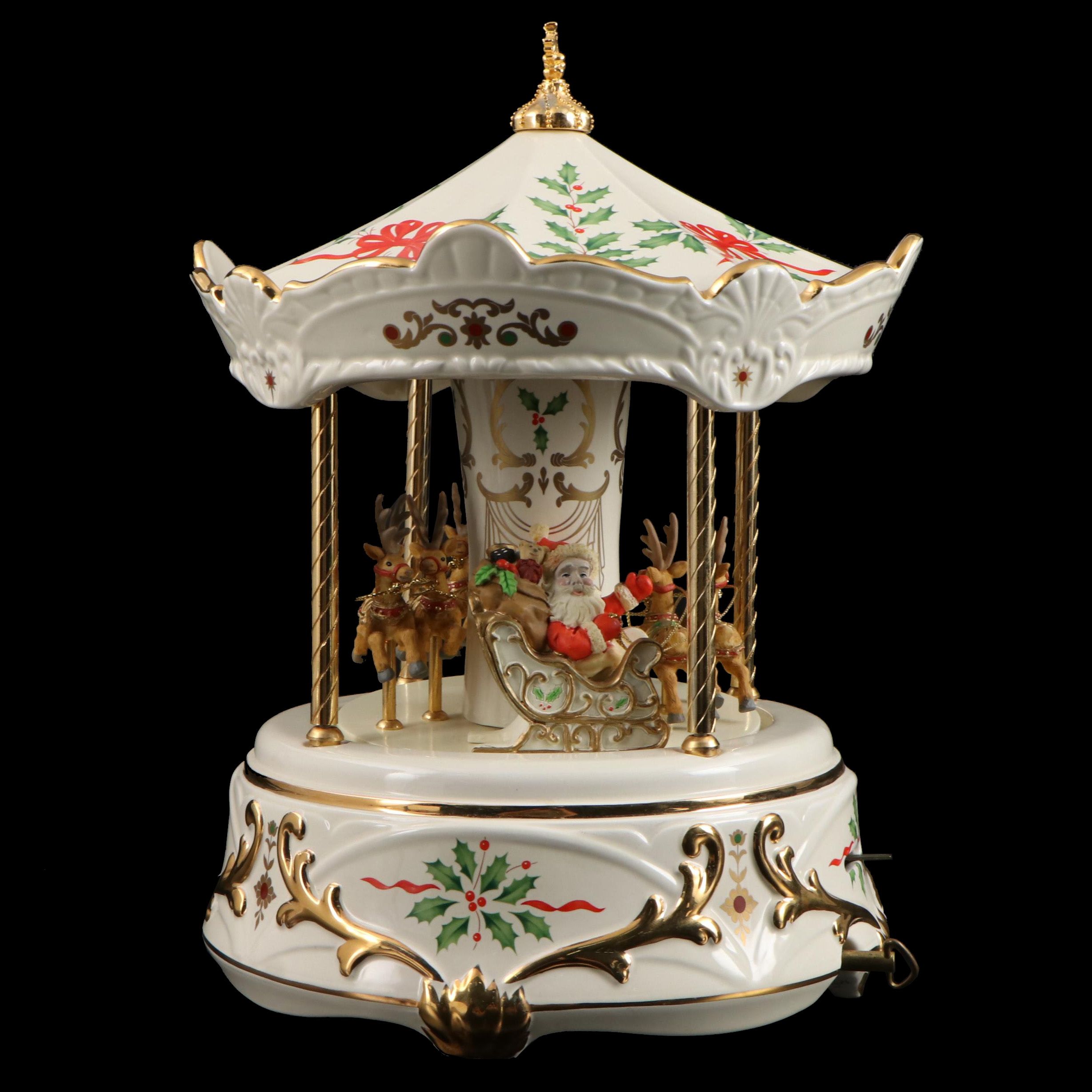 Lenox "Holiday Santa" Millennium Centerpiece Carousel Music Box