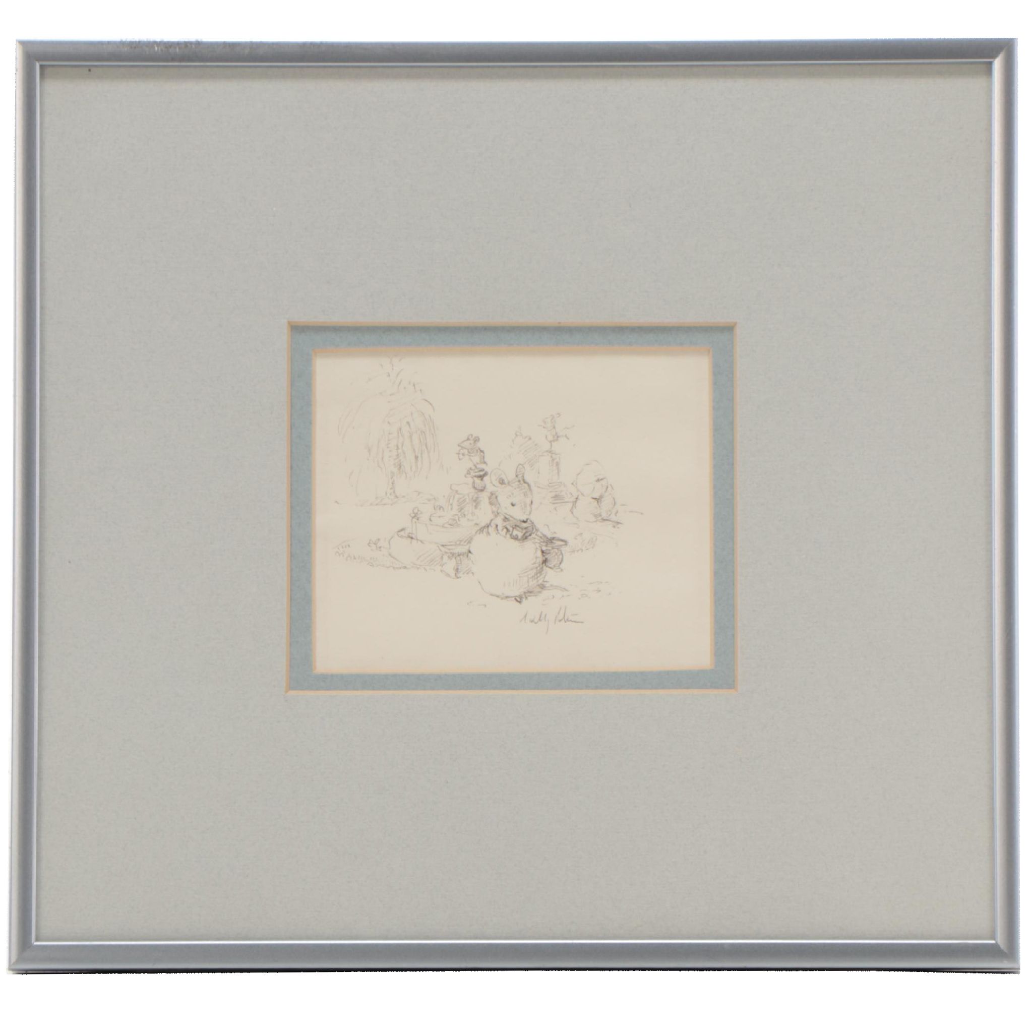 Willy Petersen Ink Drawing of Wee Forest Folk, Circa 2000