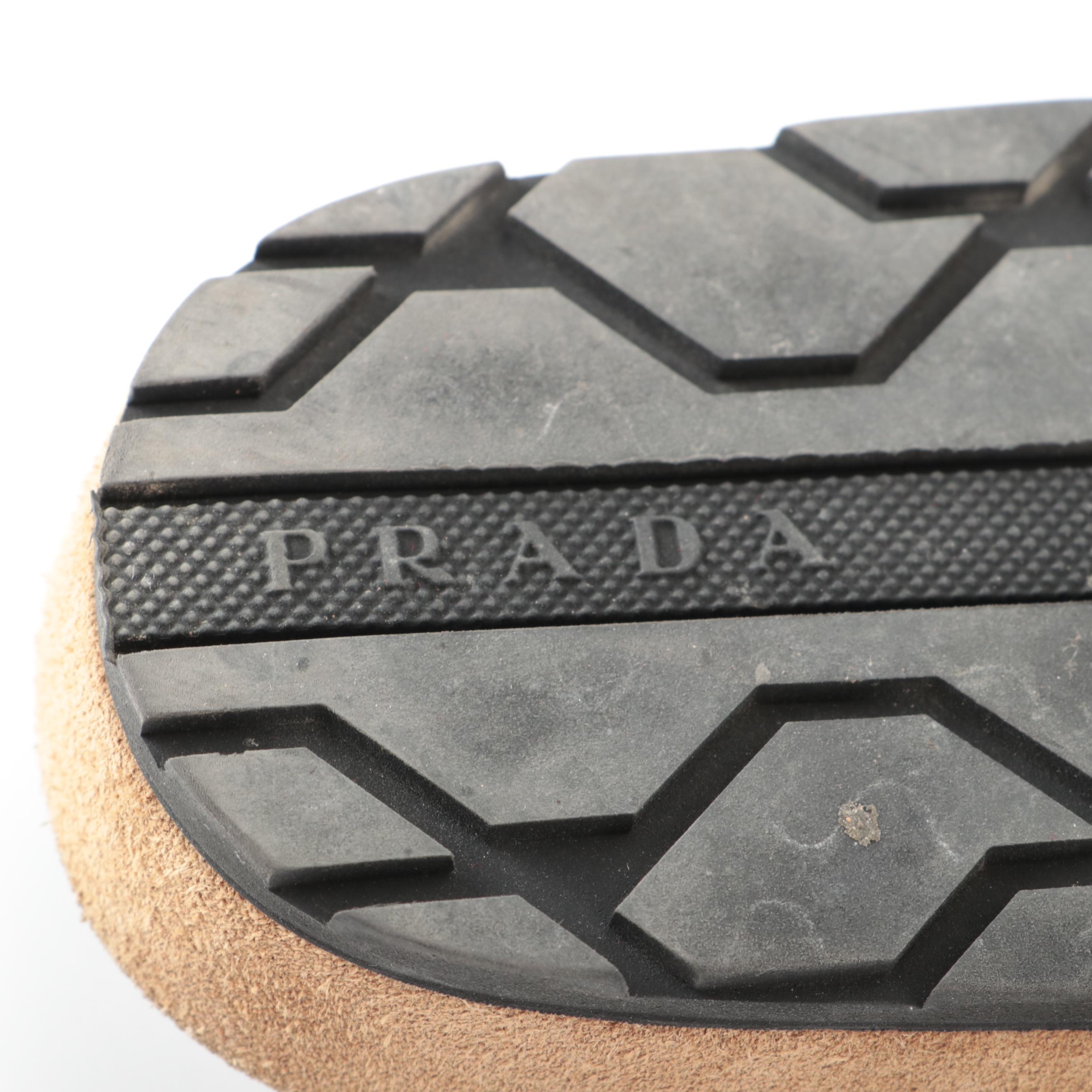 Prada Birkenstocks in Blue Velvet