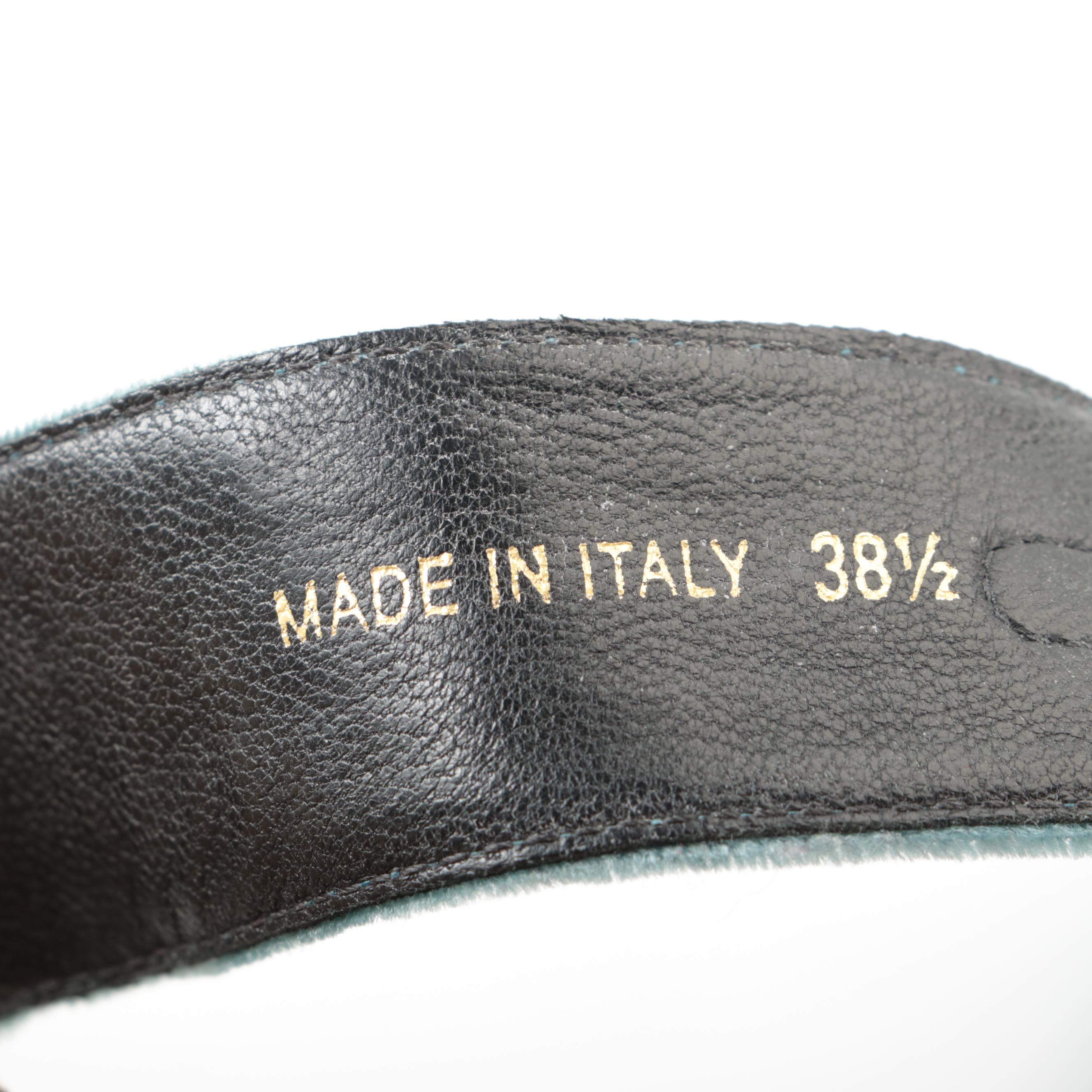 Prada Birkenstocks in Blue Velvet