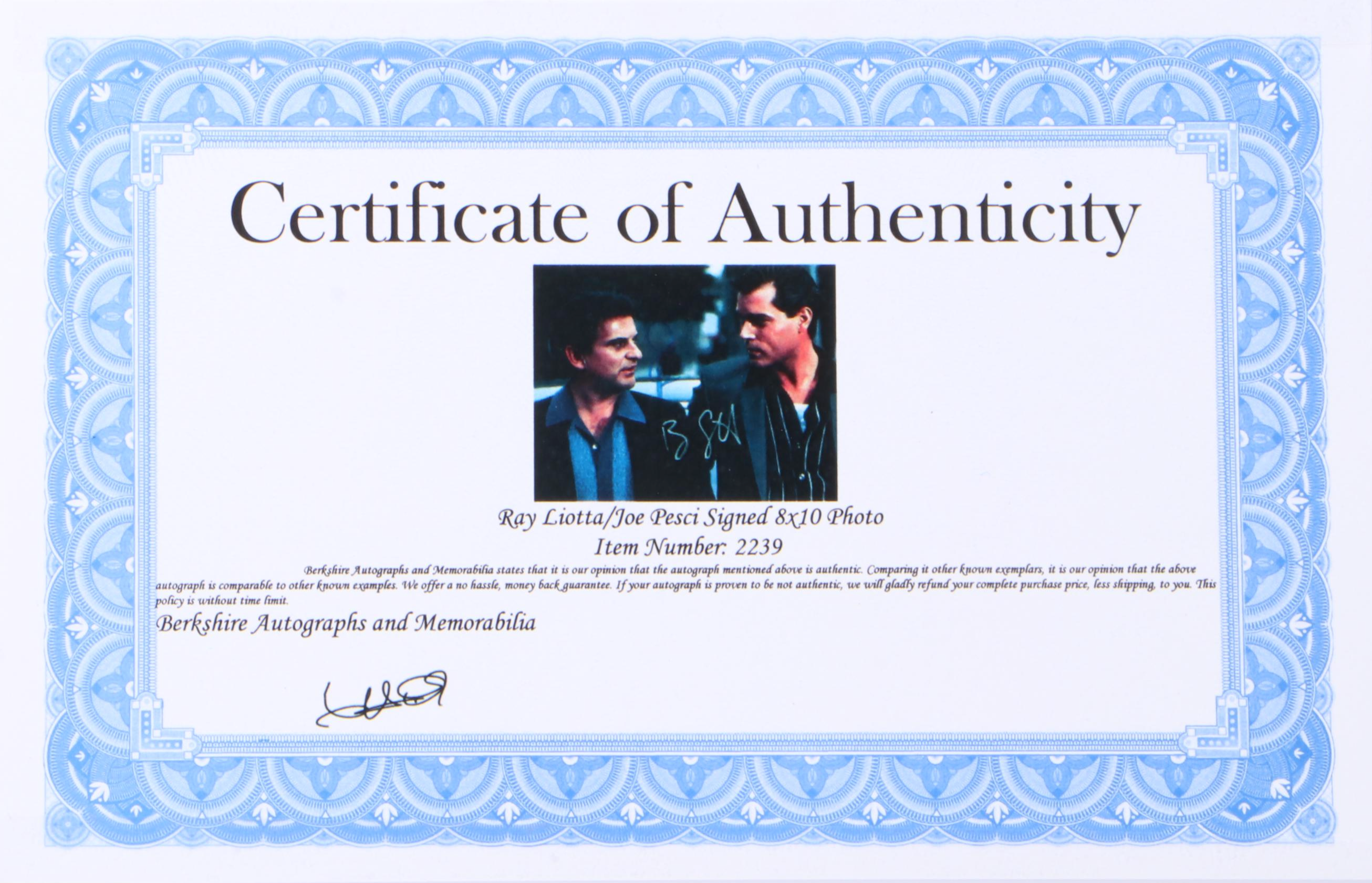 Joe Pesci and Ray Liotta Signed "GoodFellas" Giclée Print in Mat Frame