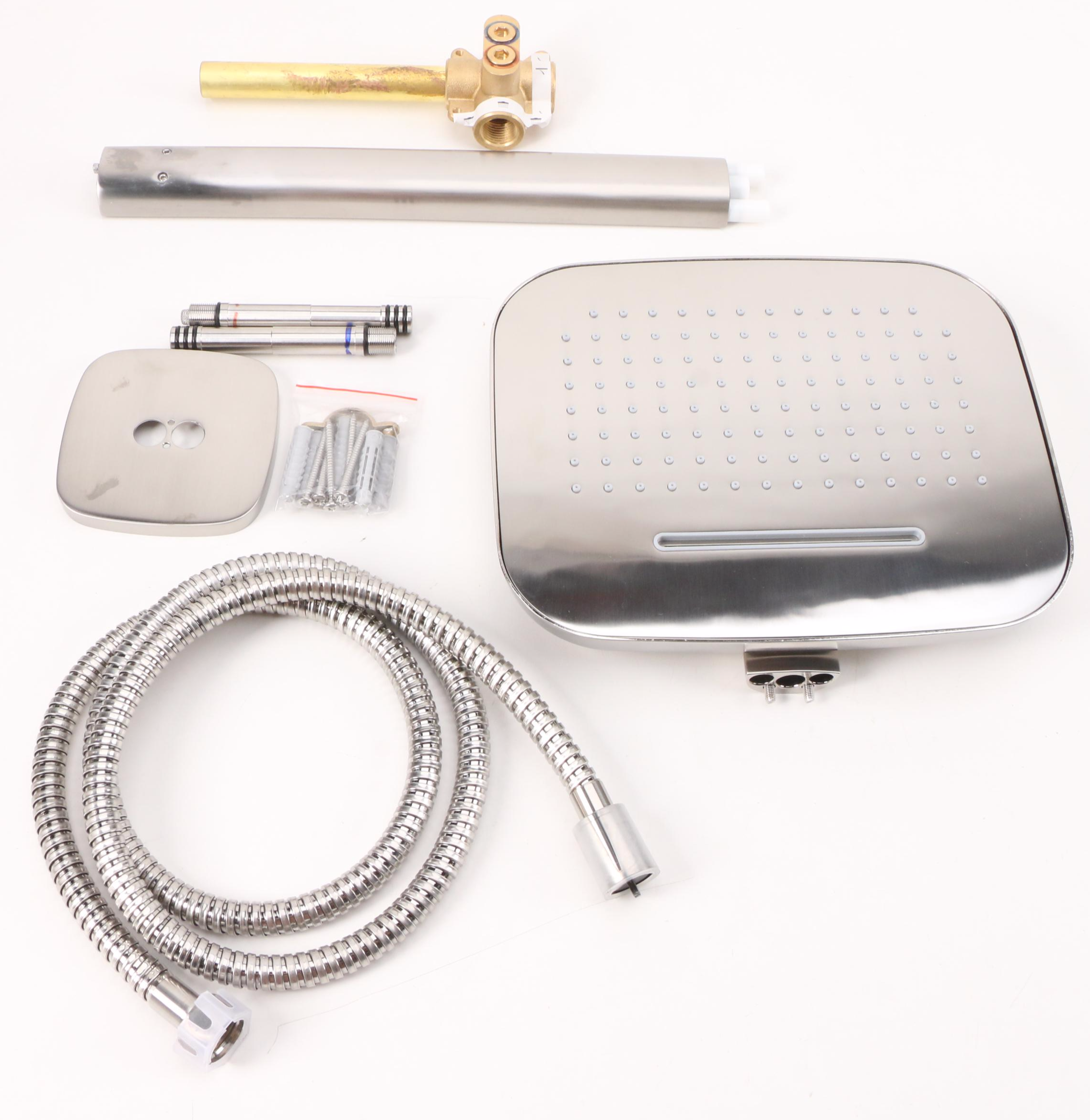 Thermostatic Shower System with Body Sprayers, Hand Shower, Tile-In Shower Drain