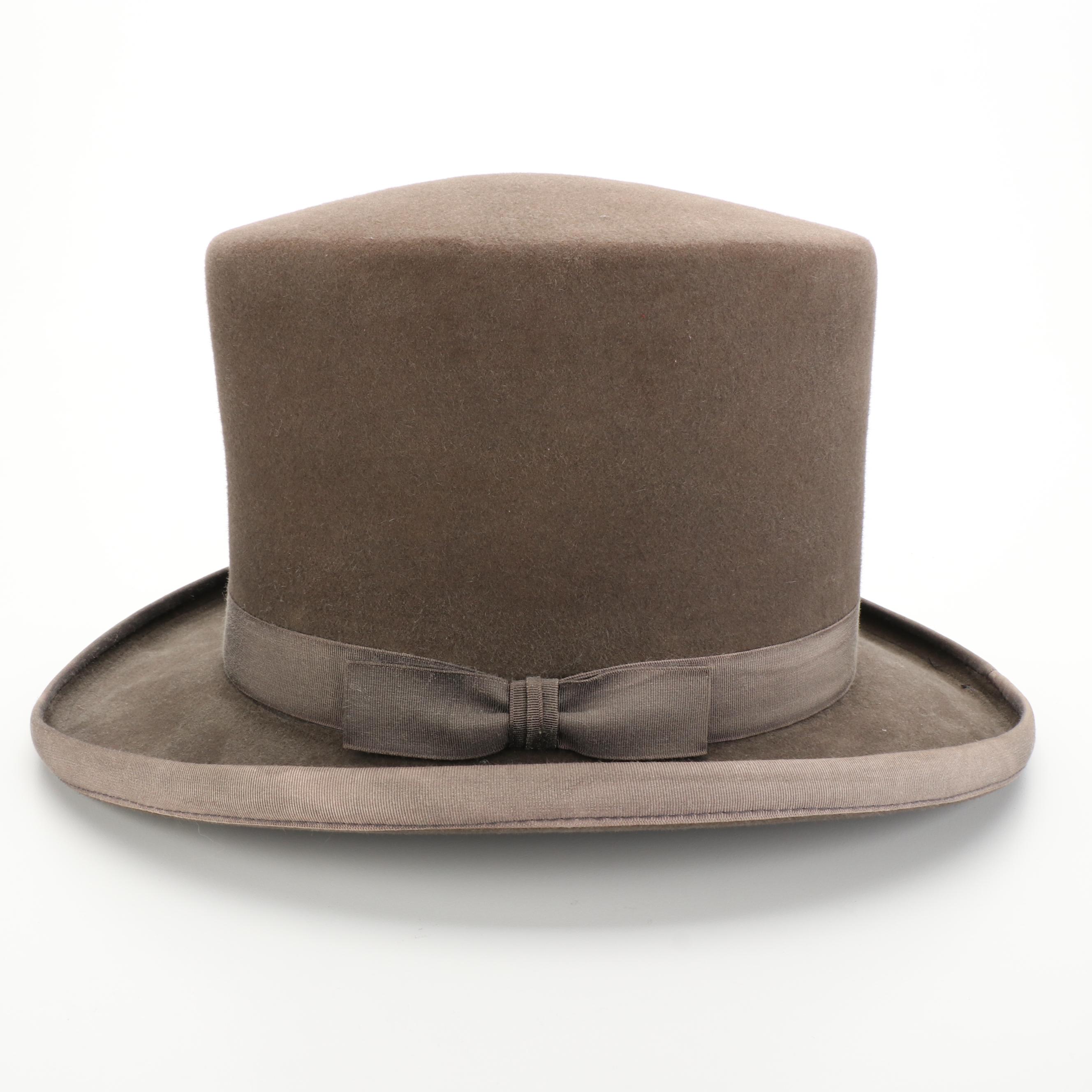 Baron California Hats Squire Fur Felt Top Hat with Grosgrain Trim