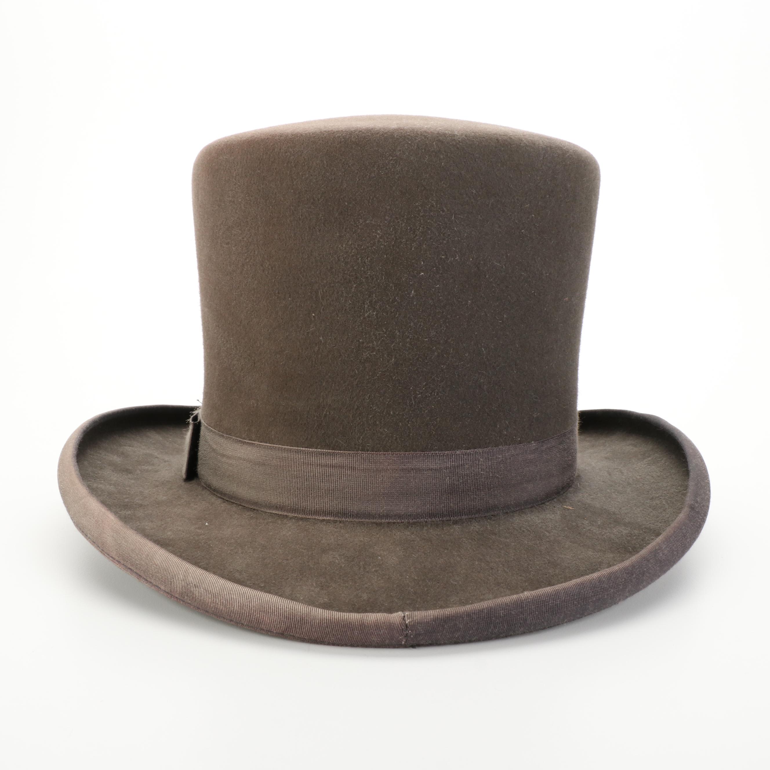 Baron California Hats Squire Fur Felt Top Hat with Grosgrain Trim