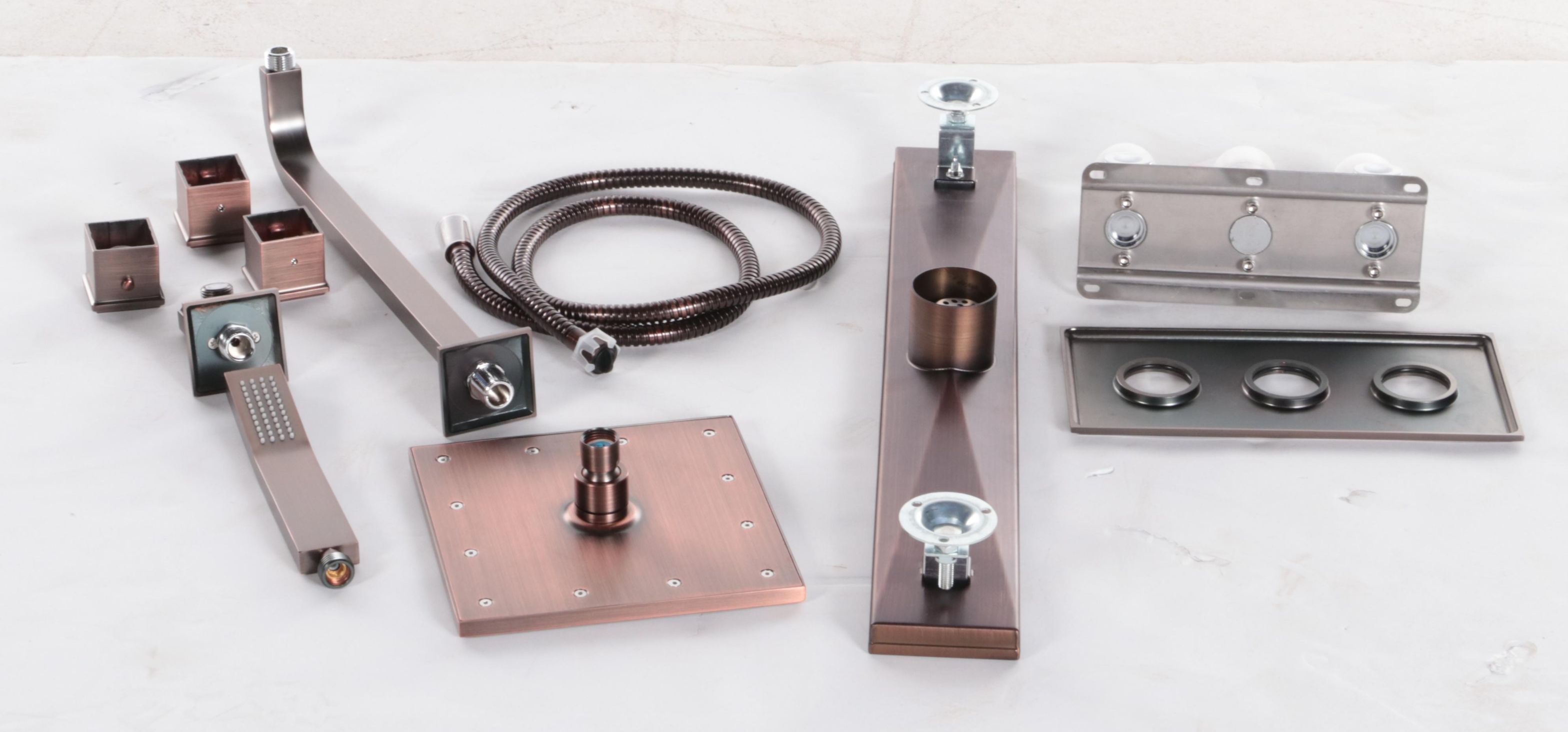 4-Way Thermostatic Valve, Shower Drain, Arm, Hose and Head, Supply Elbow