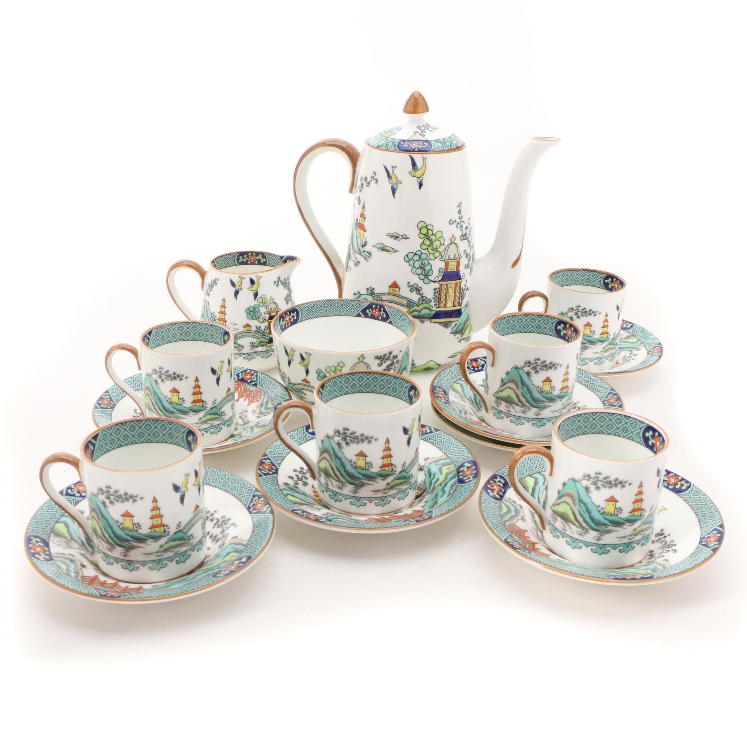 Coalport "Chinese Willow' Bone China Tea Set, Mid to Late 20th Century