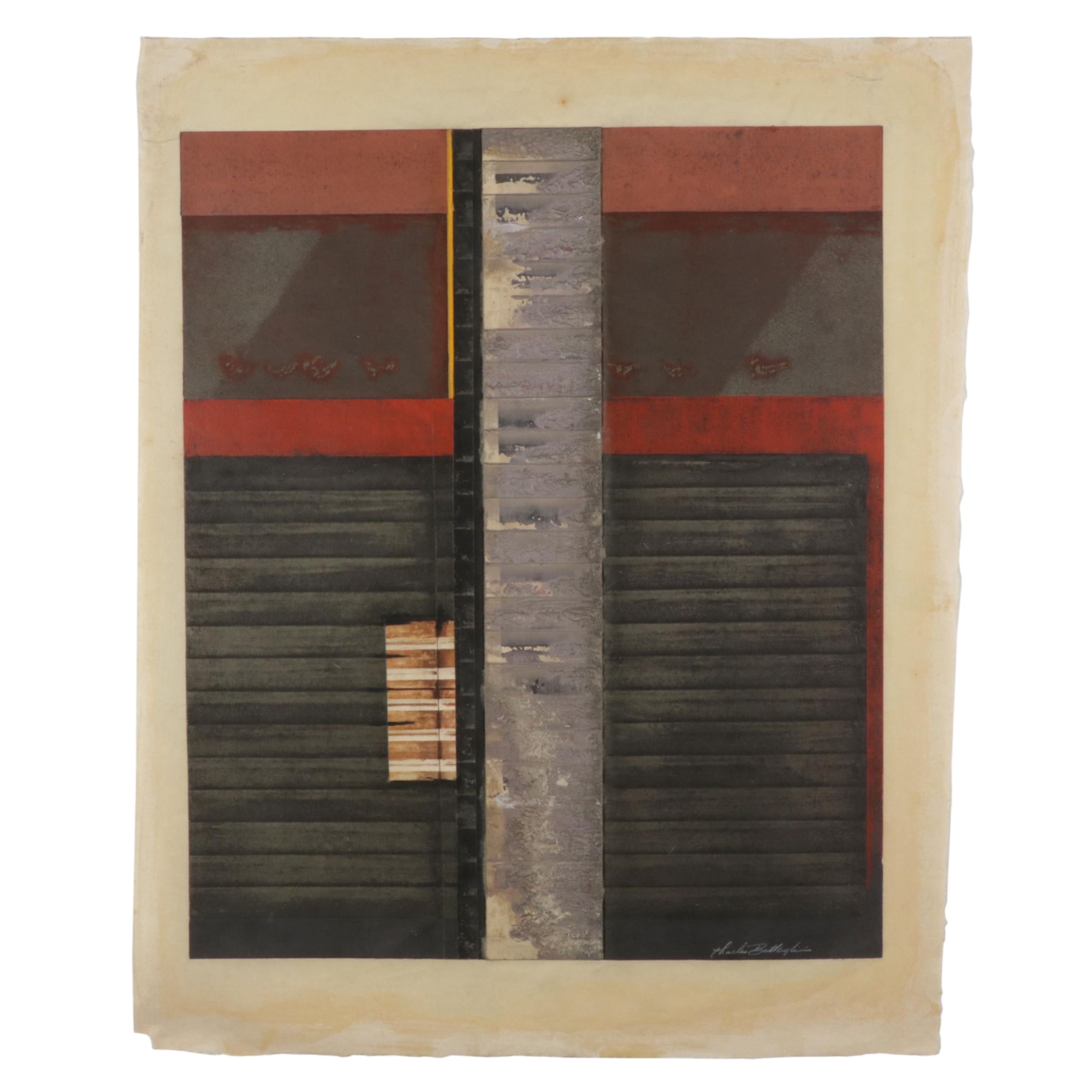 Charles Battaglini Geometric Mixed Media Relief Print