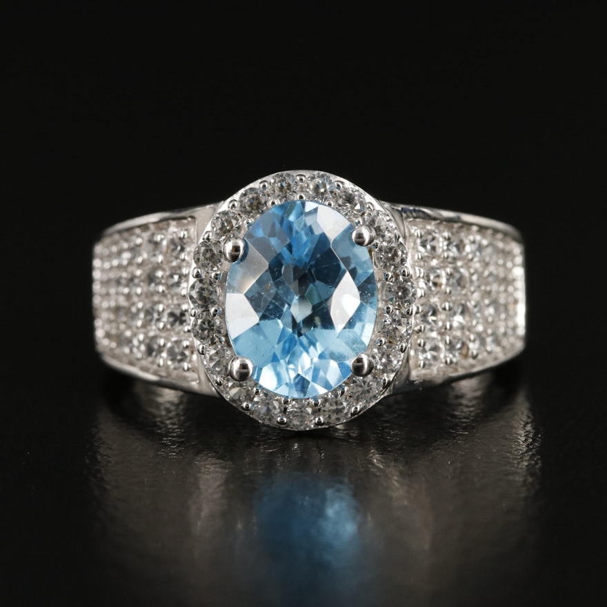 Sterling Swiss Blue Topaz and Sapphire Ring