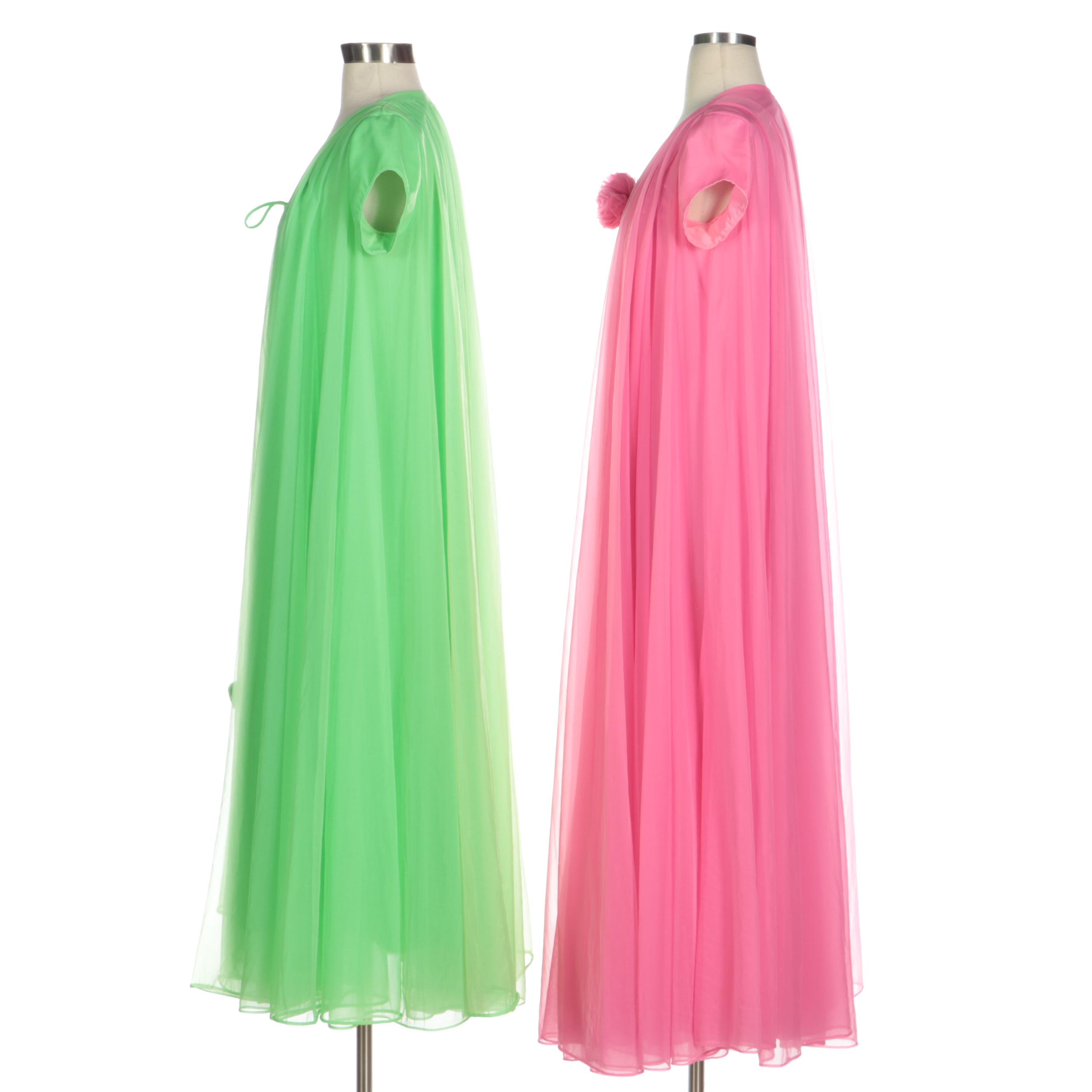 Lucie Ann Beverly Hills Nylon Chiffon Short Sleeve Robes, 1960s