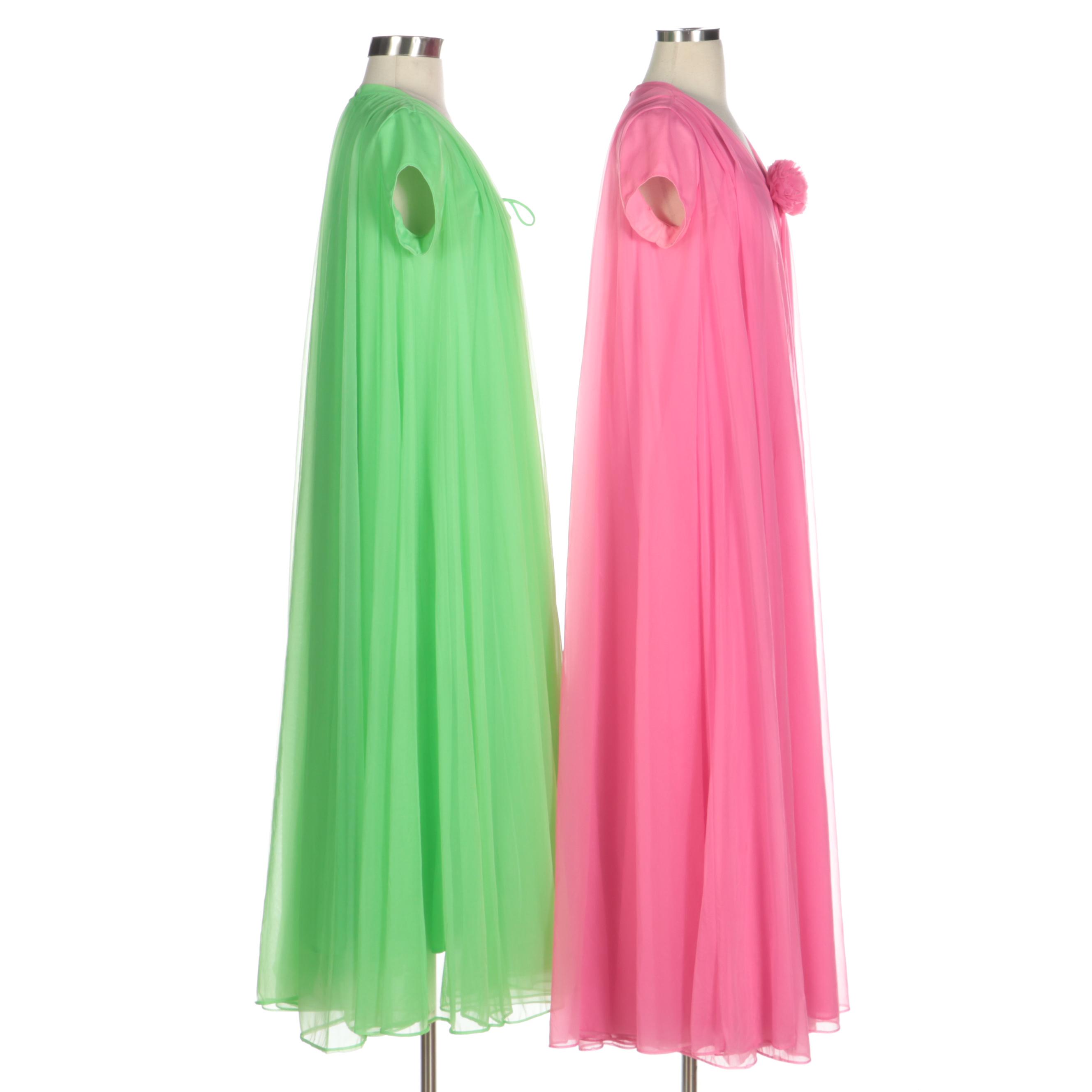 Lucie Ann Beverly Hills Nylon Chiffon Short Sleeve Robes, 1960s