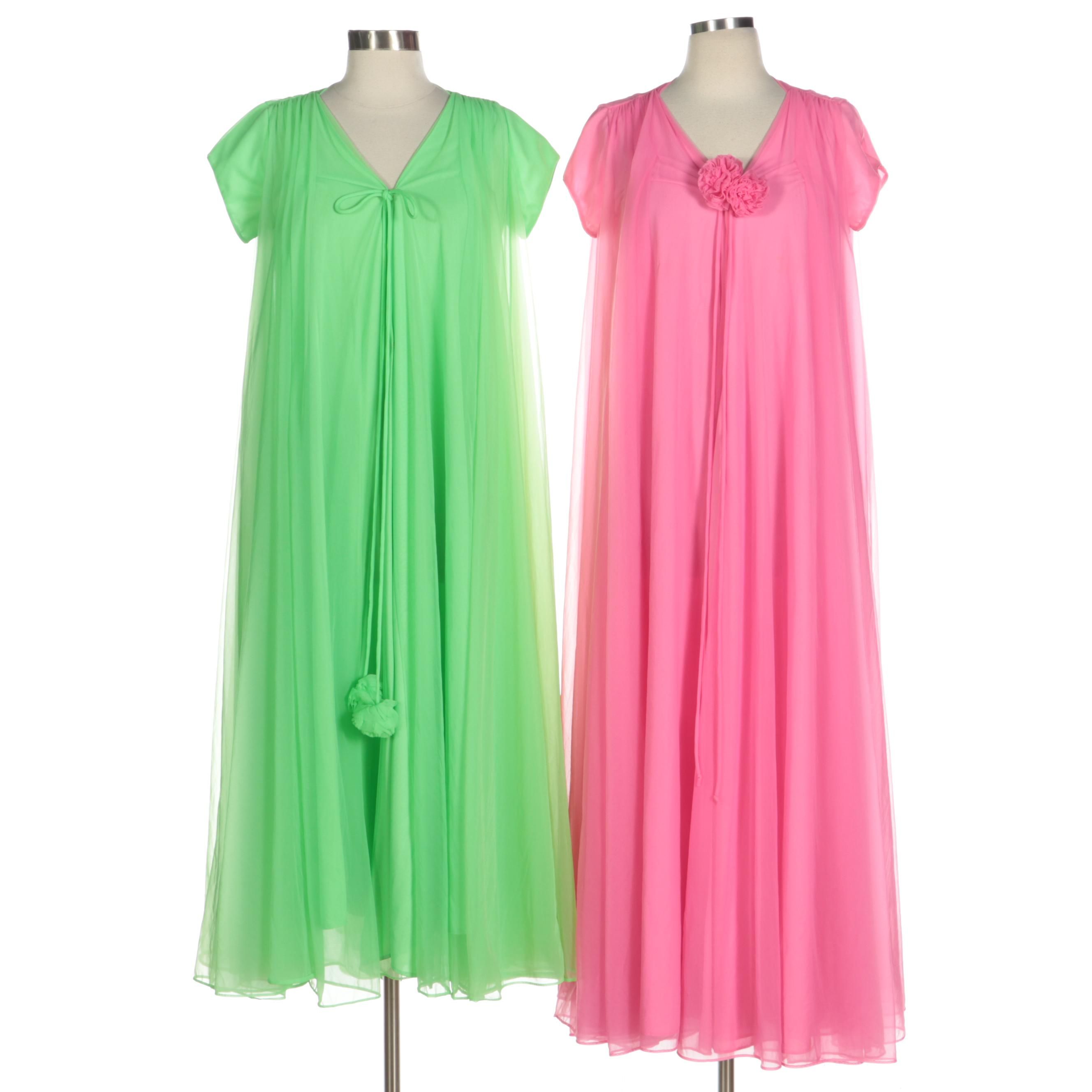 Lucie Ann Beverly Hills Nylon Chiffon Short Sleeve Robes, 1960s