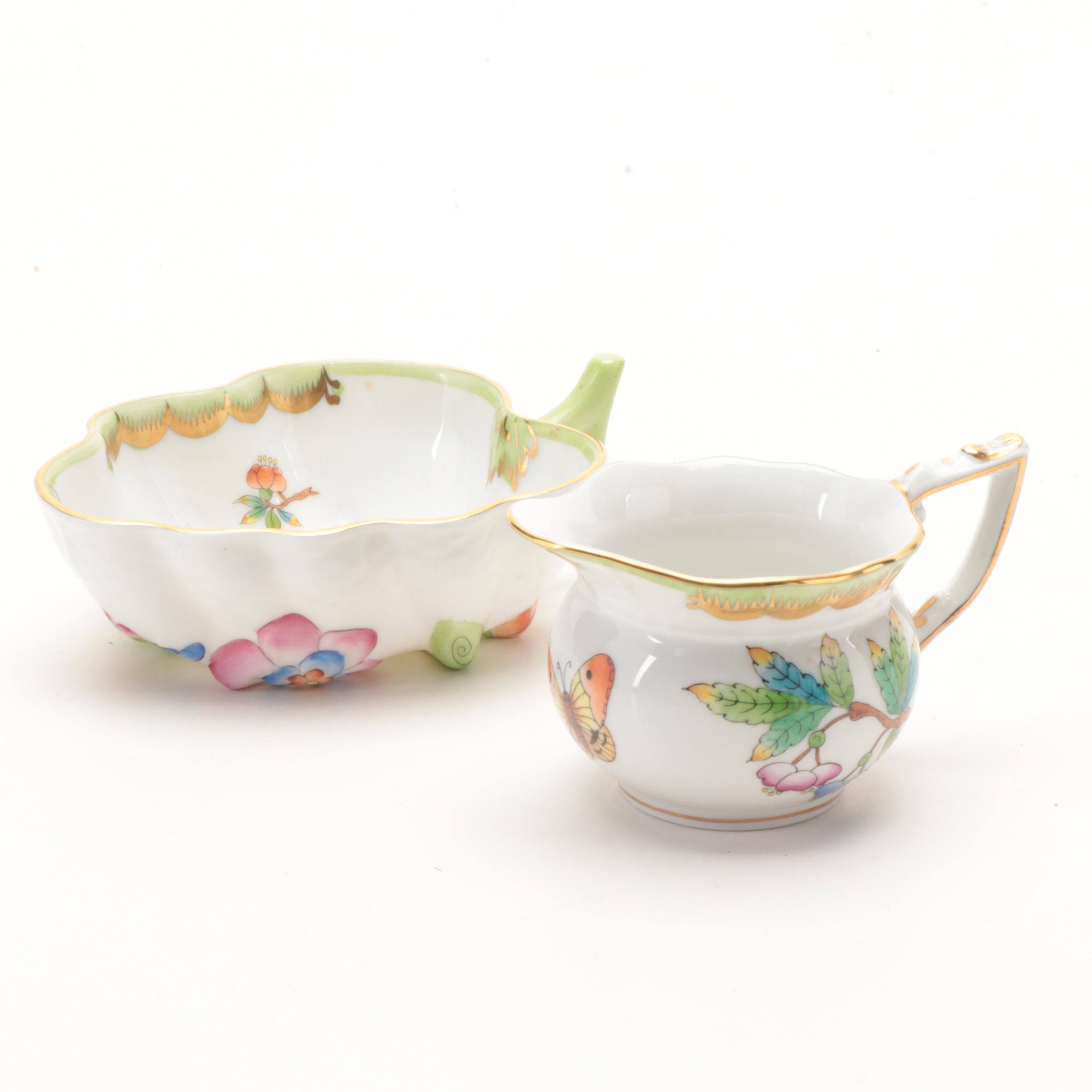 Herend "Queen Victoria" Porcelain Nappy and Creamer