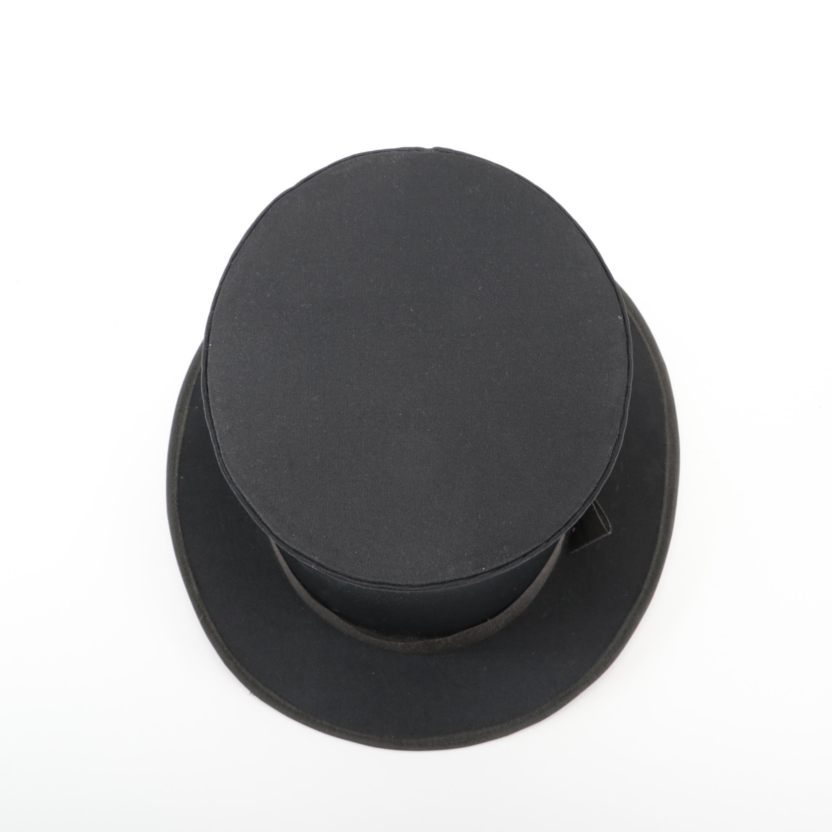 Squire Top Hat in Black Satin with Grosgrain Trim