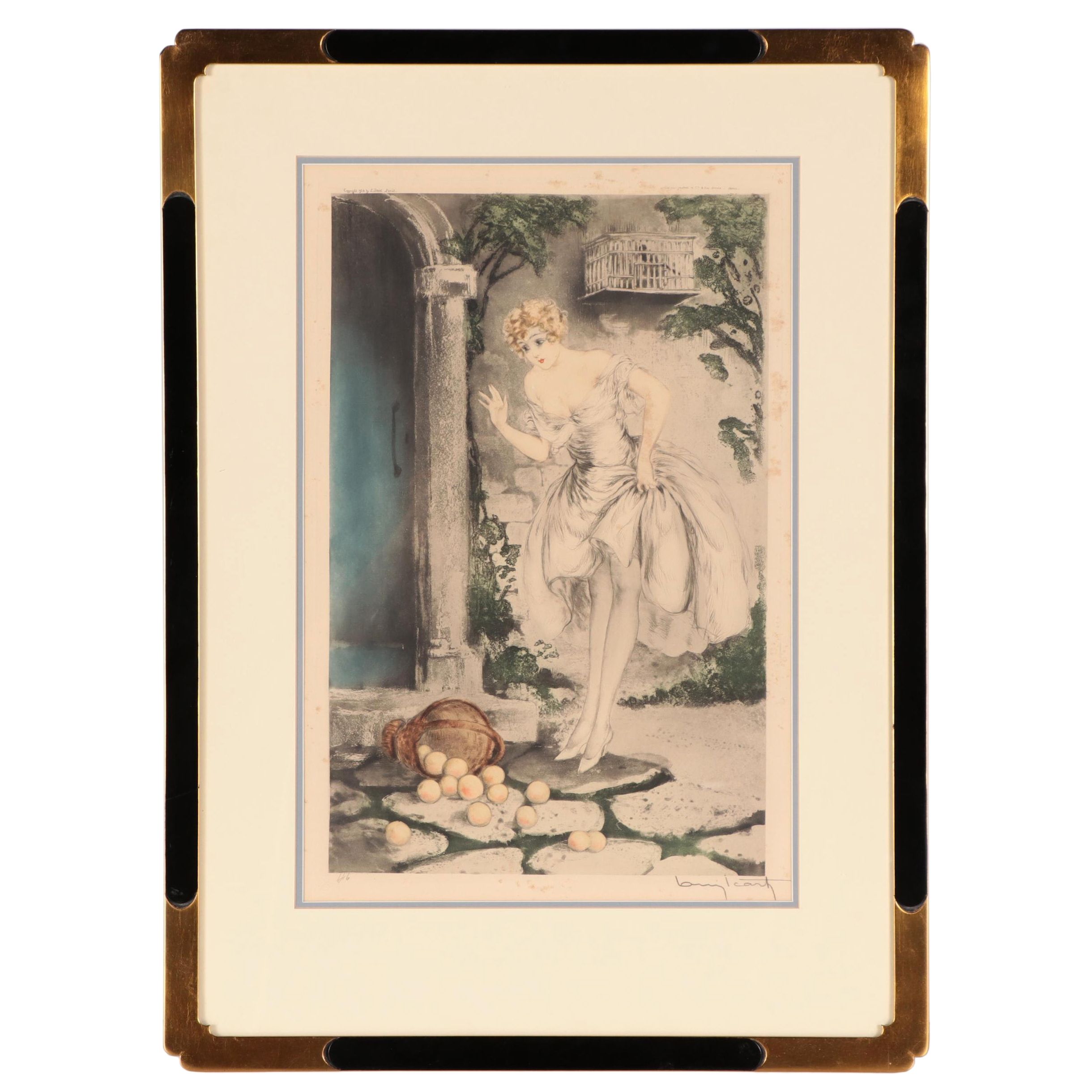Louis Icart Etching With Aquatint "Spilled Apples," 1928