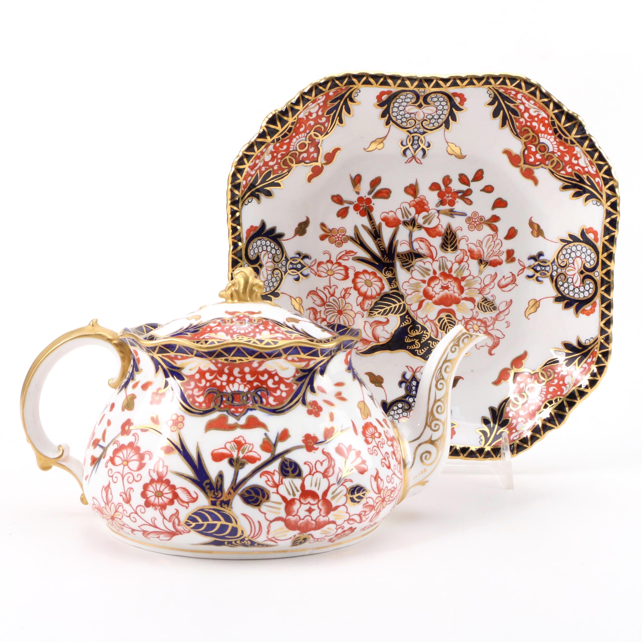 Royal Crown Derby "Derby Japan" Ceramic Teapot and Plate, 2000–2019