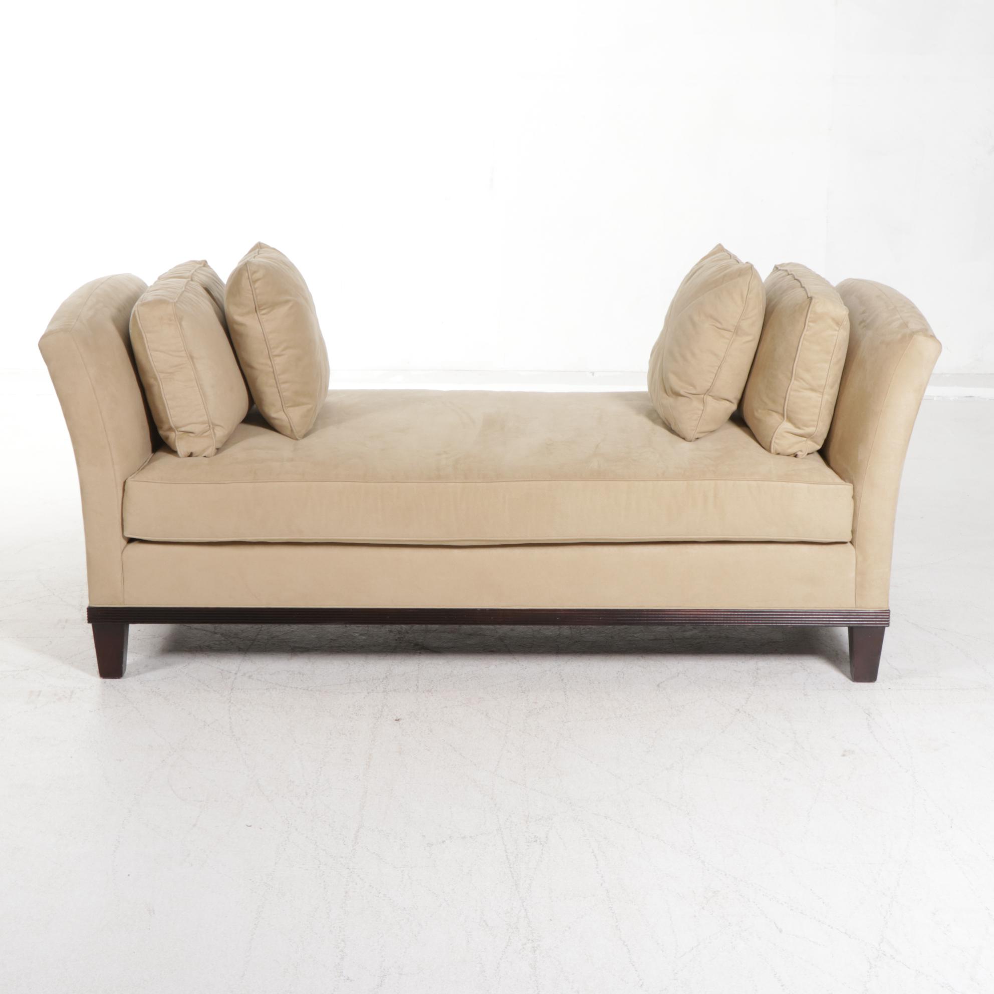 Baker Modernist Ultrasuede Upholstered Settee, Late 20th to 21st Century