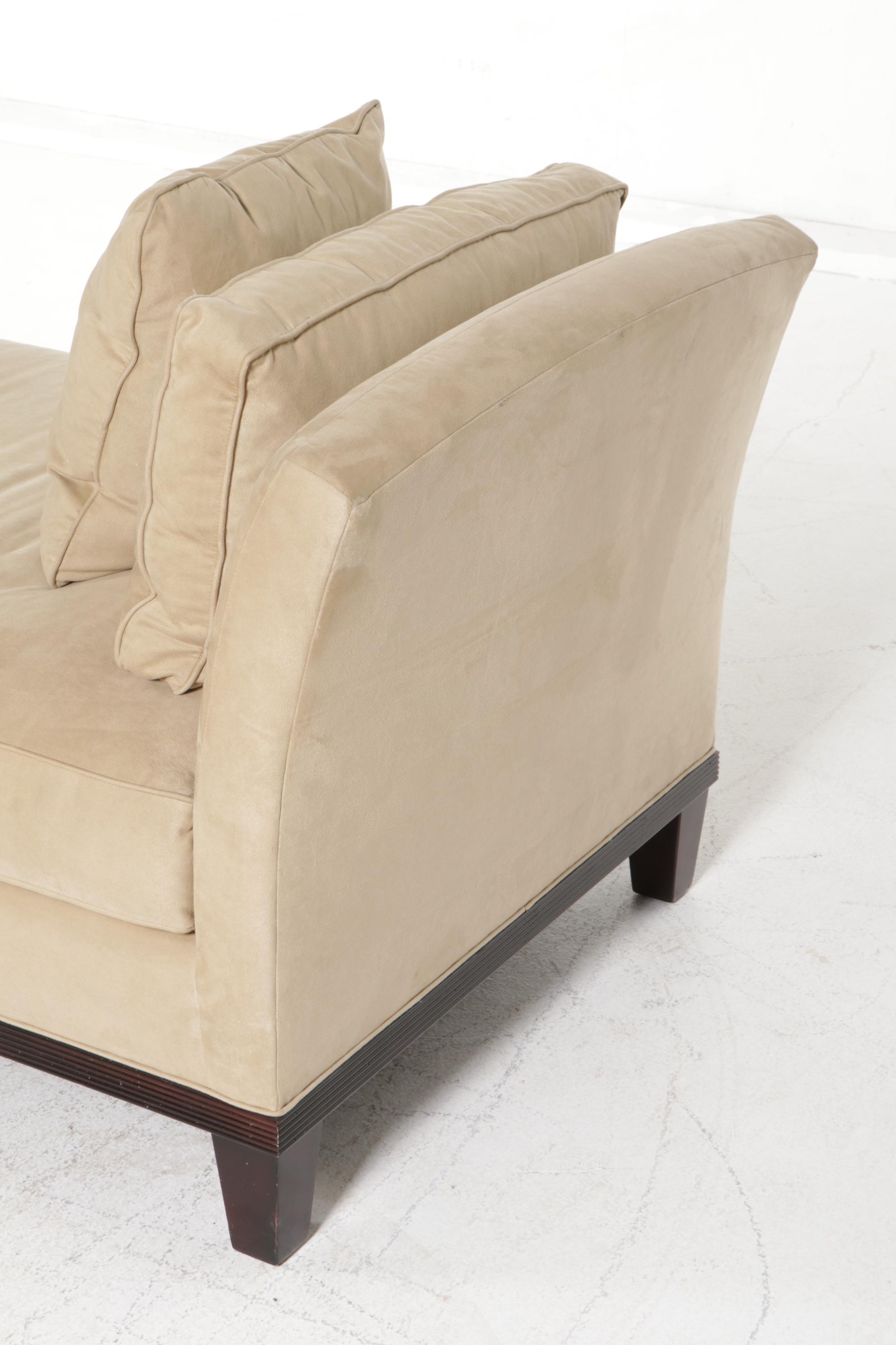 Baker Modernist Ultrasuede Upholstered Settee, Late 20th to 21st Century