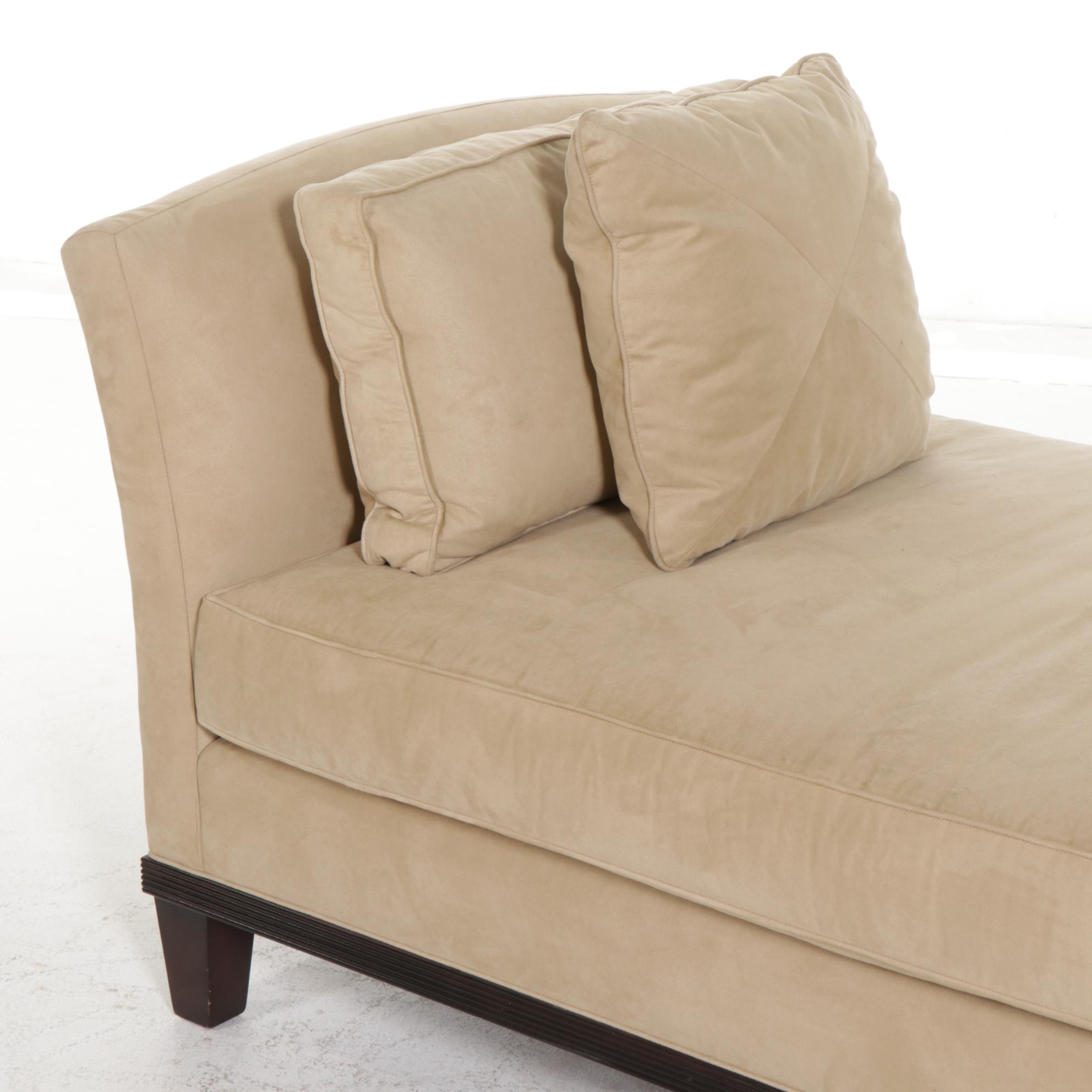 Baker Modernist Ultrasuede Upholstered Settee, Late 20th to 21st Century