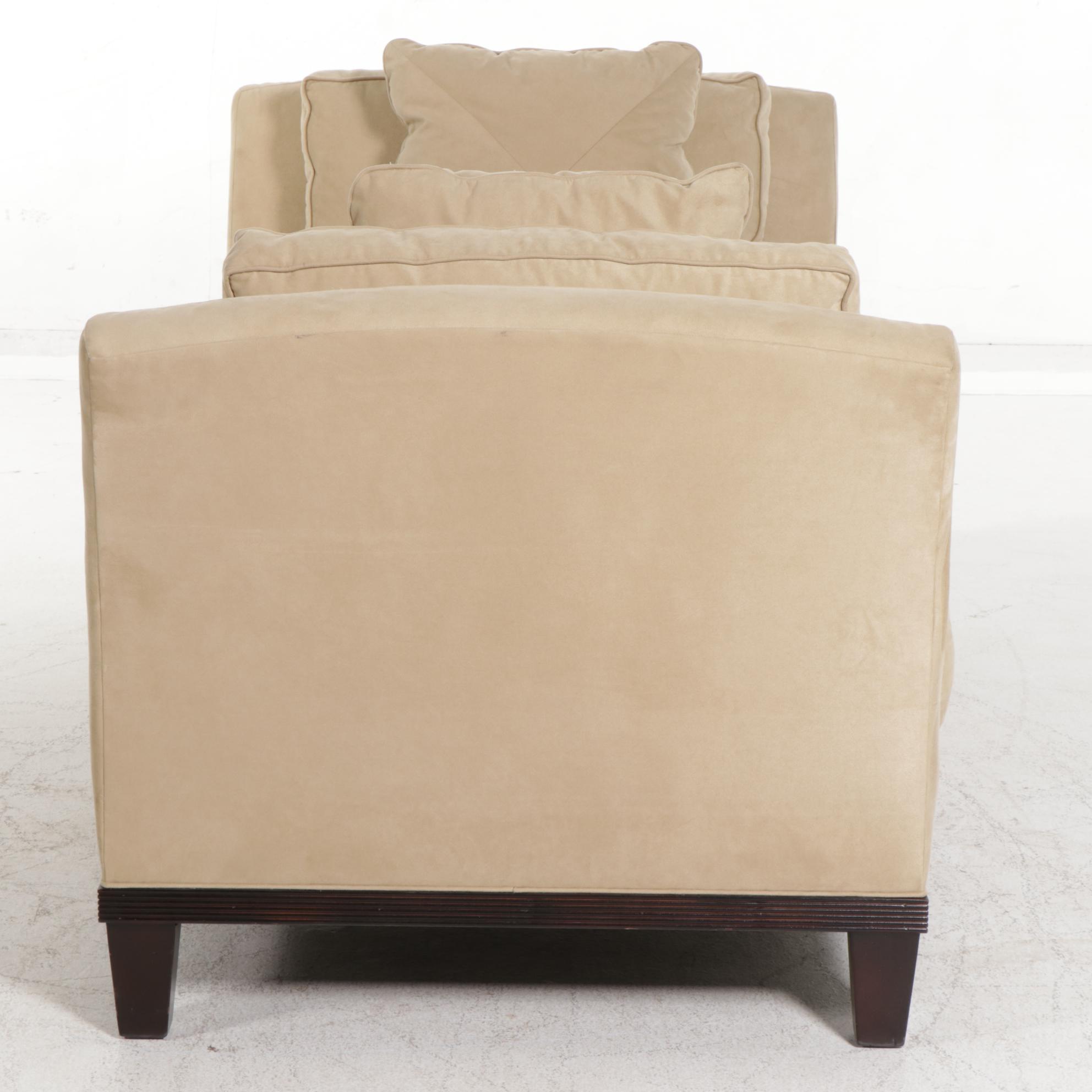 Baker Modernist Ultrasuede Upholstered Settee, Late 20th to 21st Century