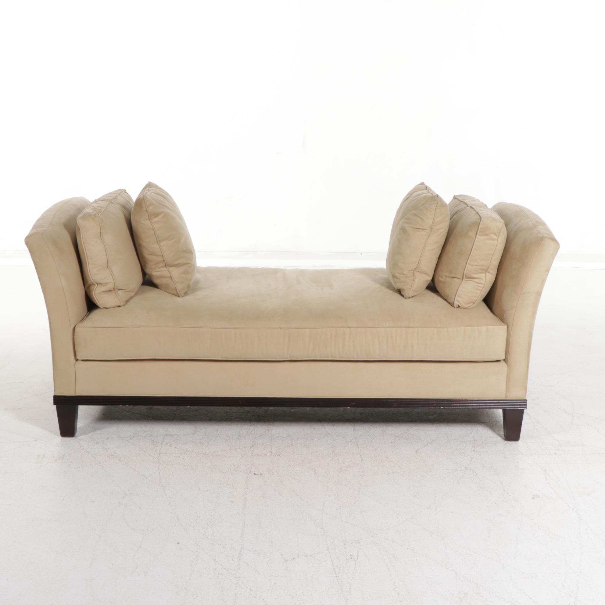 Baker Modernist Ultrasuede Upholstered Settee, Late 20th to 21st Century
