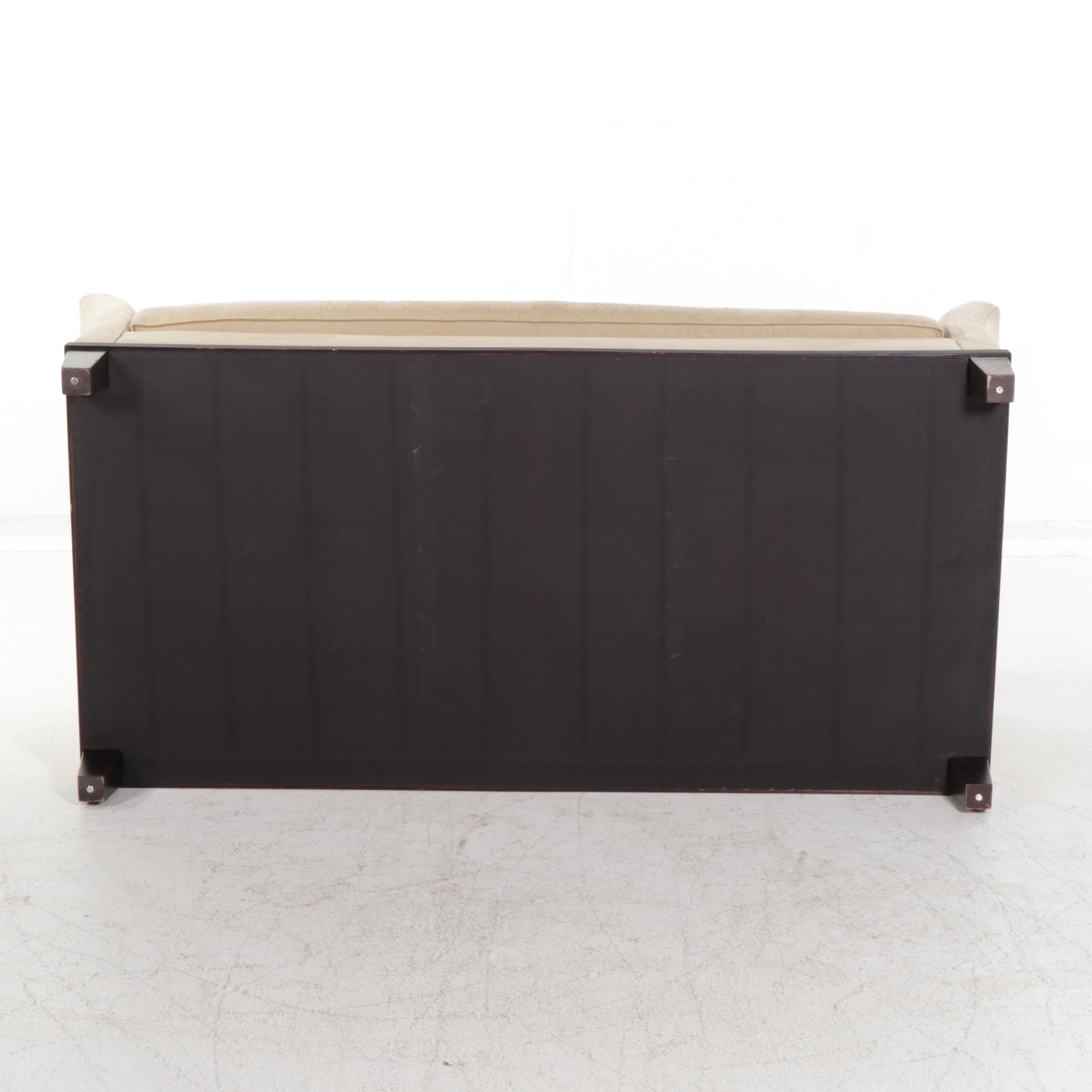 Baker Modernist Ultrasuede Upholstered Settee, Late 20th to 21st Century