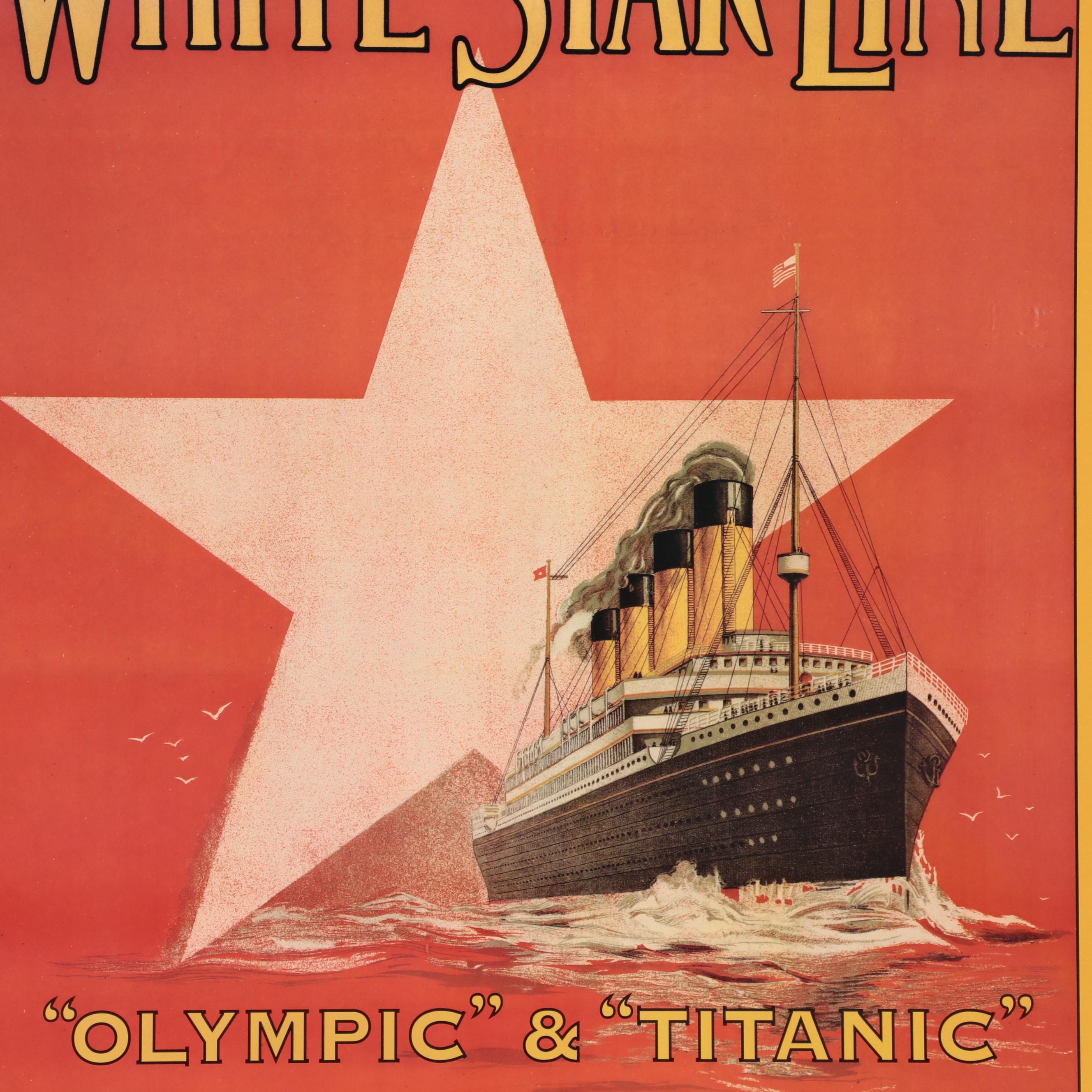 Offset Lithograph Poster Featuring Titanic "White Star Line"