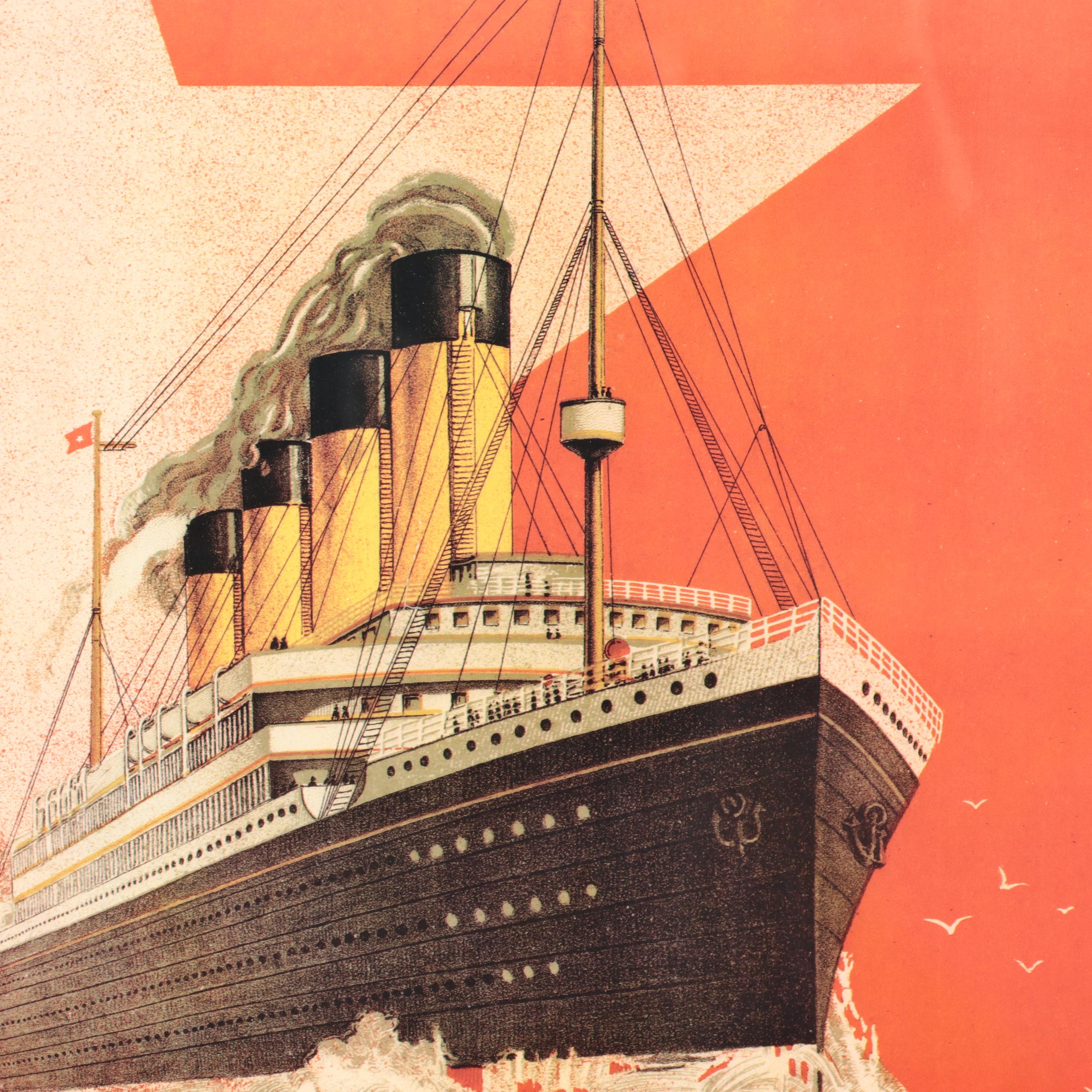 Offset Lithograph Poster Featuring Titanic "White Star Line"