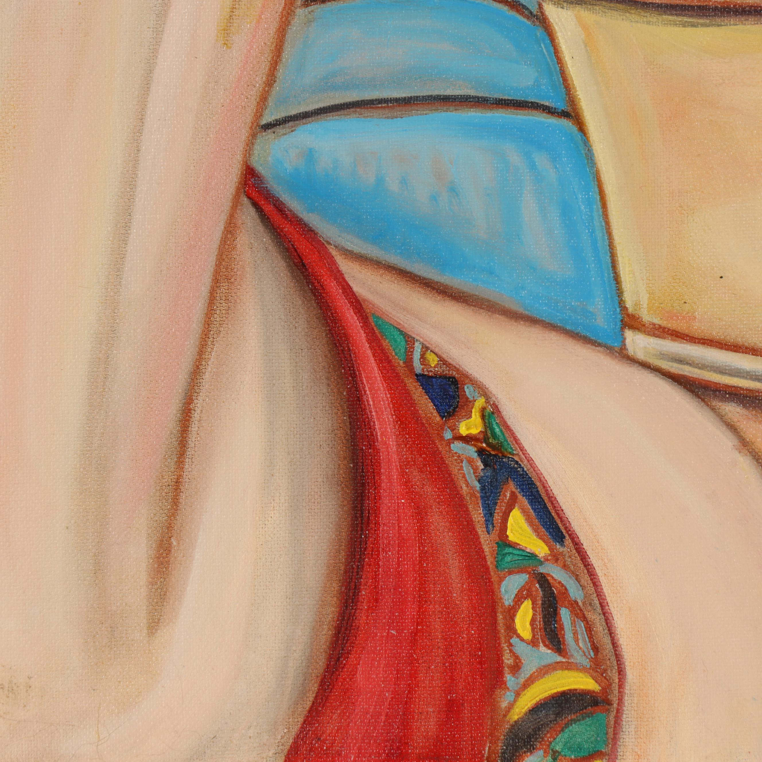 Marcella Francis Perryman Mixed Media Painting "The Tourist," 21st Century