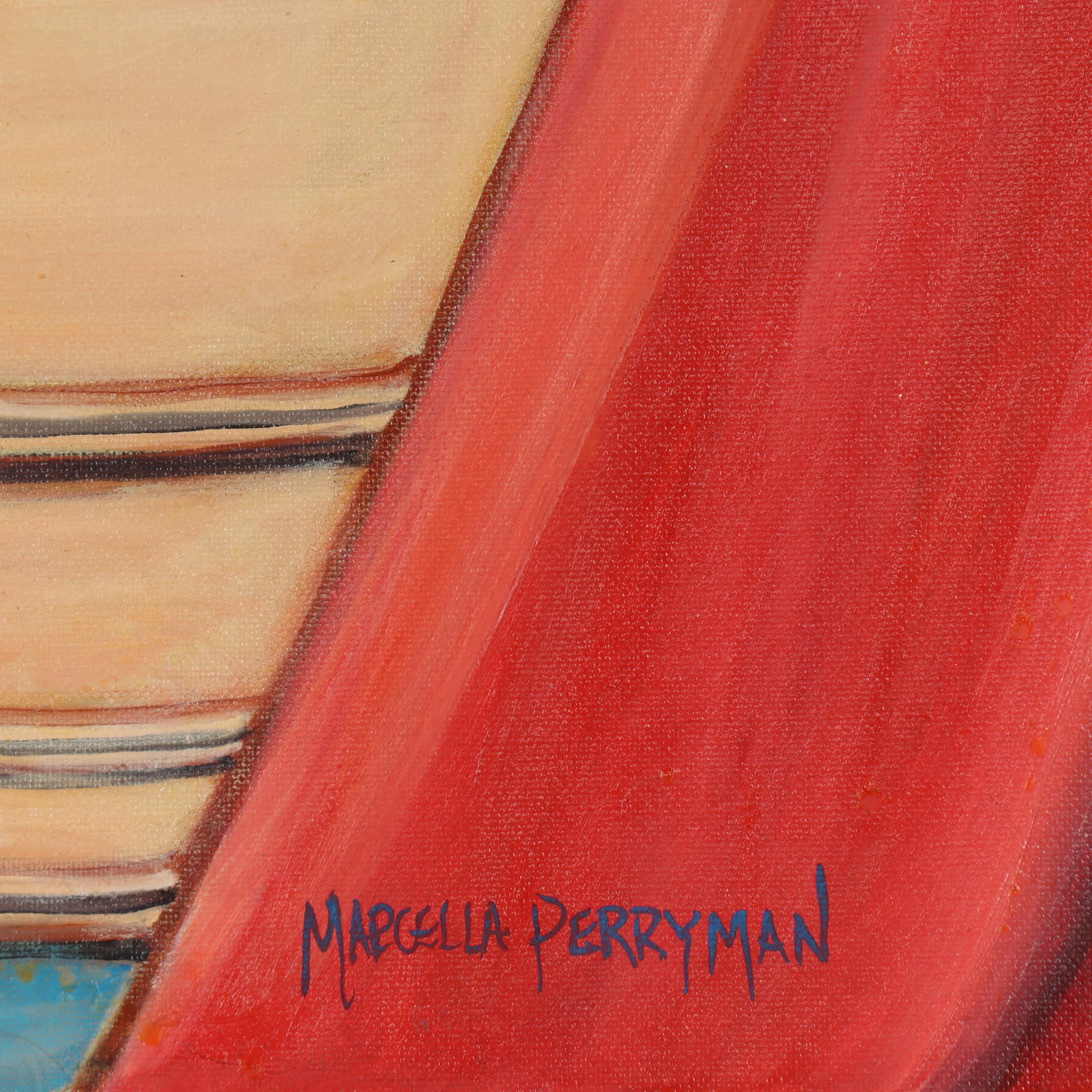 Marcella Francis Perryman Mixed Media Painting "The Tourist," 21st Century