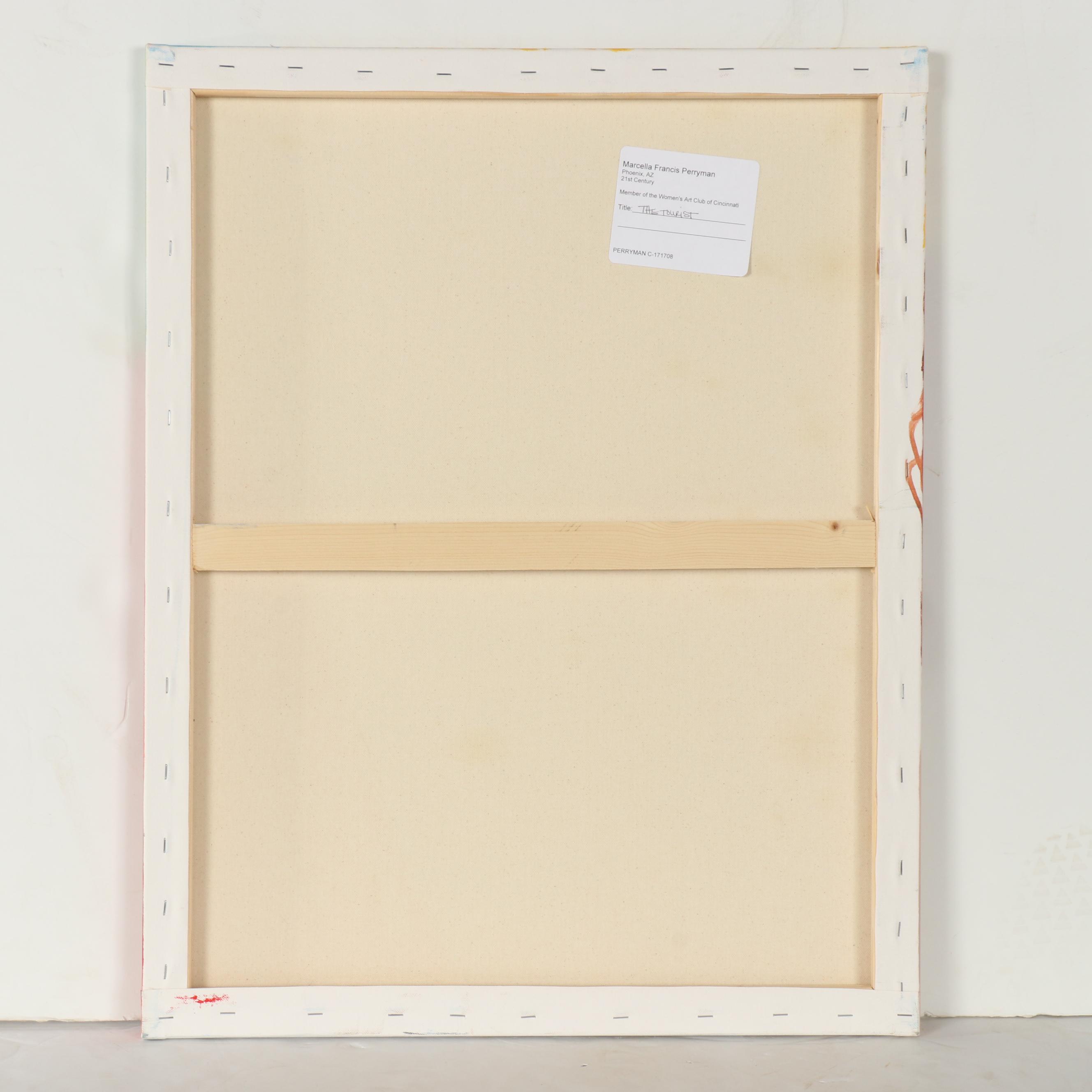 Marcella Francis Perryman Mixed Media Painting "The Tourist," 21st Century