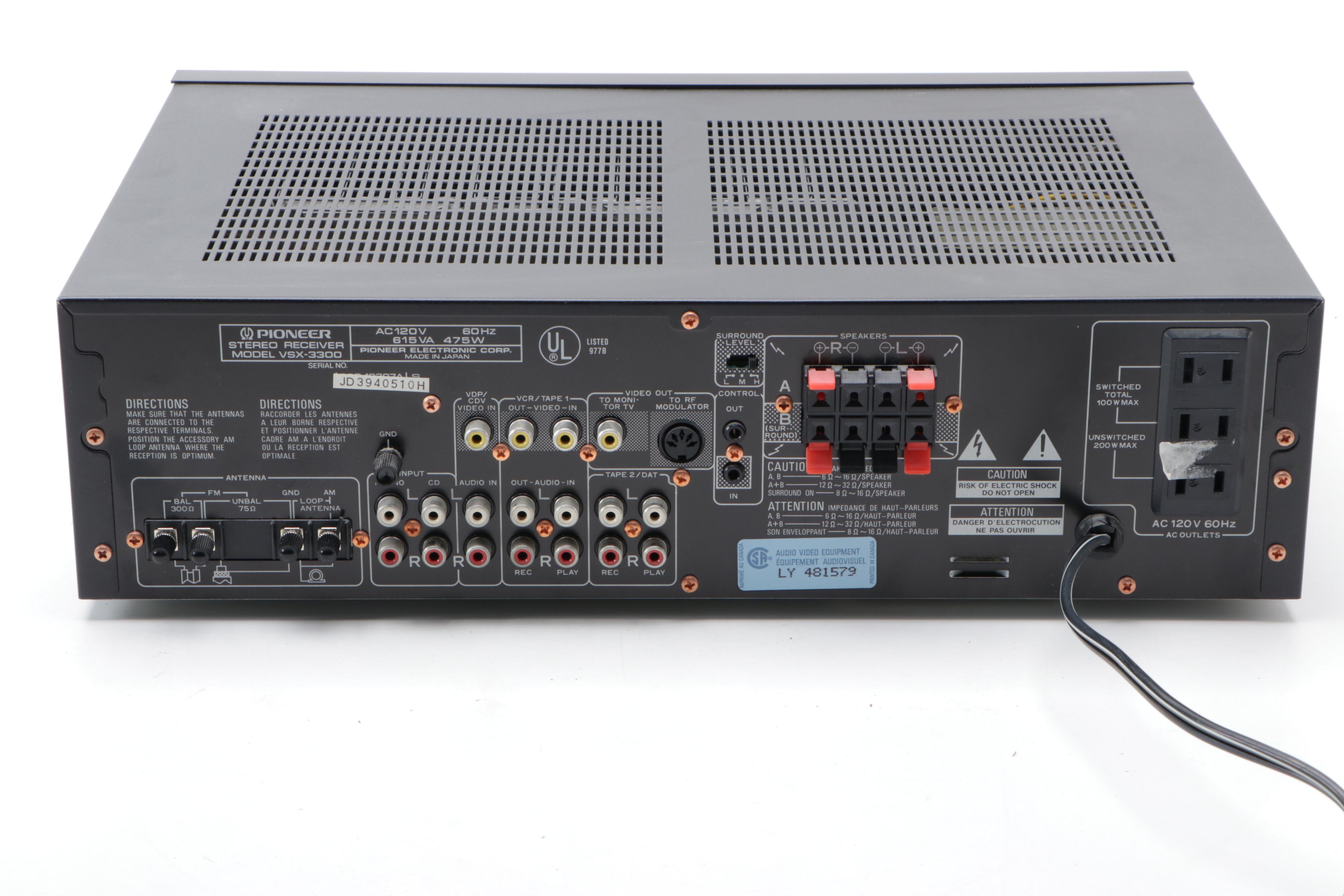 Pioneer Audio Video Stereo Receiver and Six-Disc CD Player, 1990s