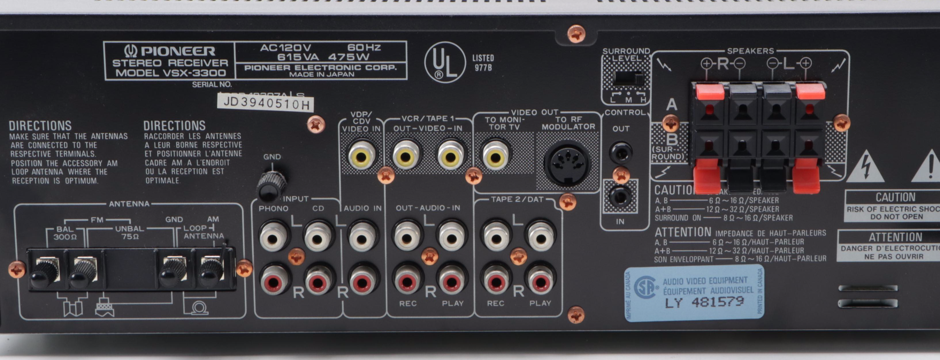 Pioneer Audio Video Stereo Receiver and Six-Disc CD Player, 1990s