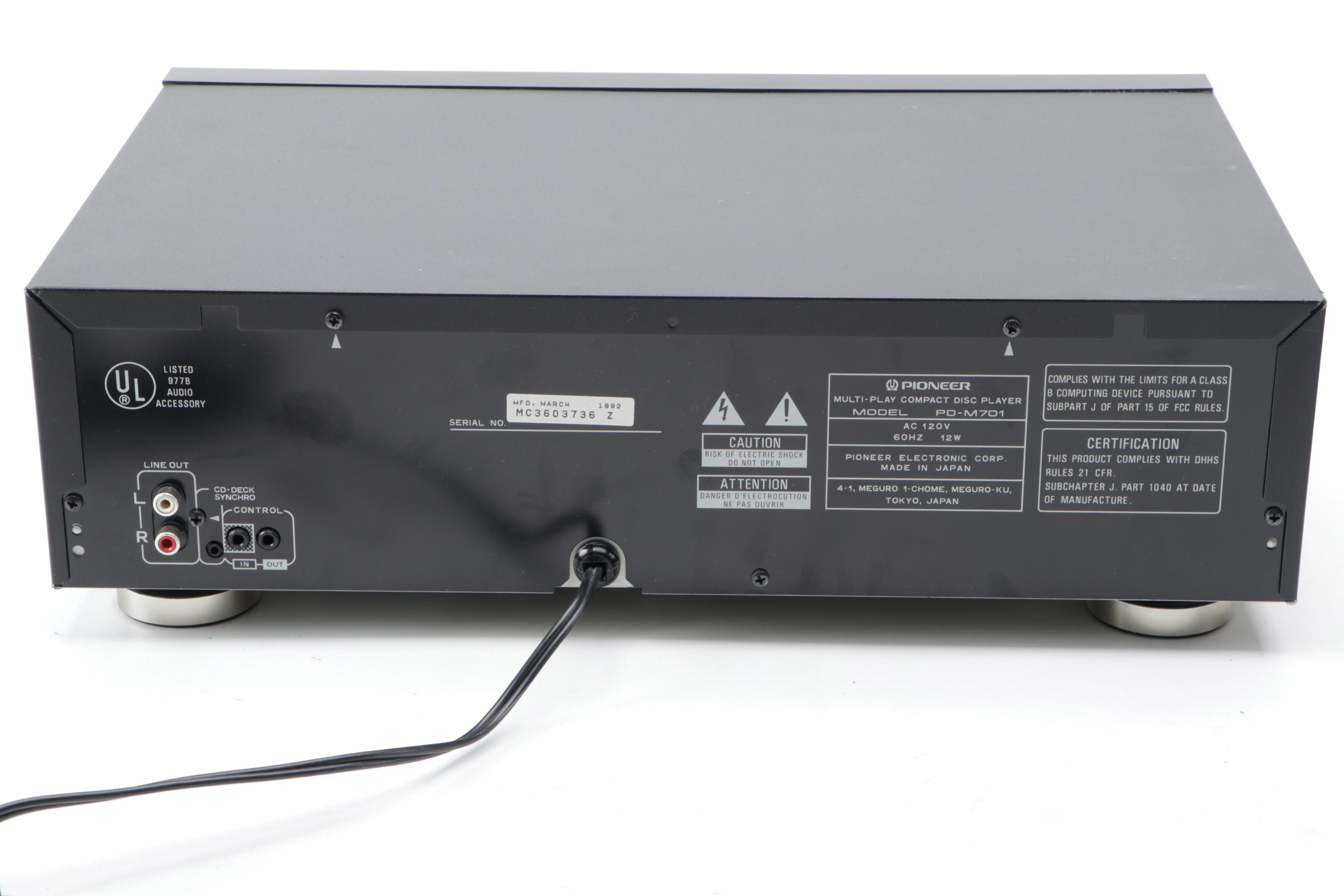 Pioneer Audio Video Stereo Receiver and Six-Disc CD Player, 1990s