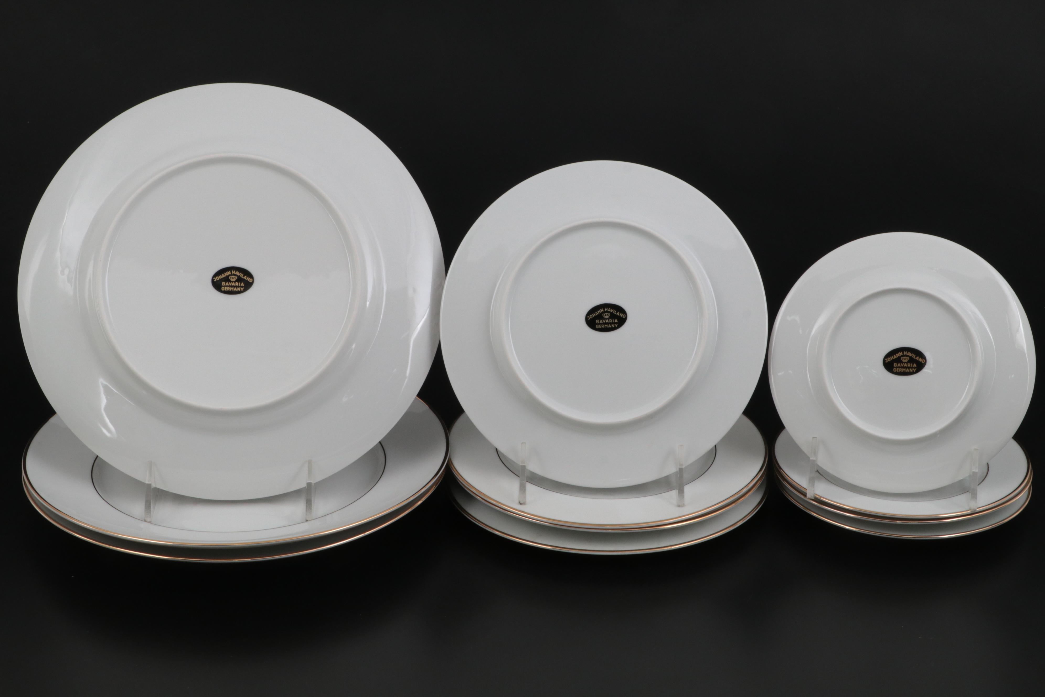 Johann Haviland "Golden Band" Porcelain Dinnerware, Mid to Late 20th Century