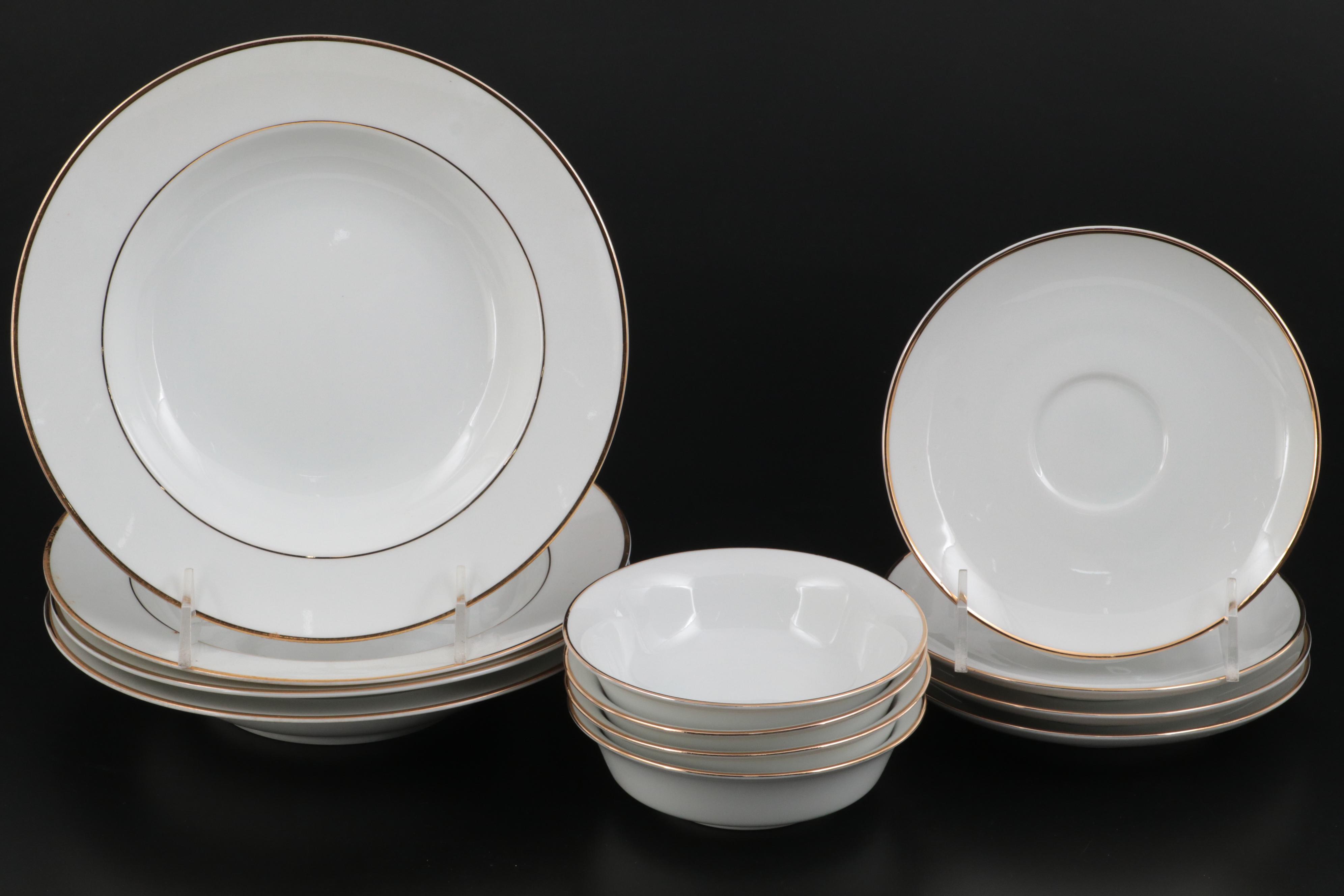 Johann Haviland "Golden Band" Porcelain Dinnerware, Mid to Late 20th Century