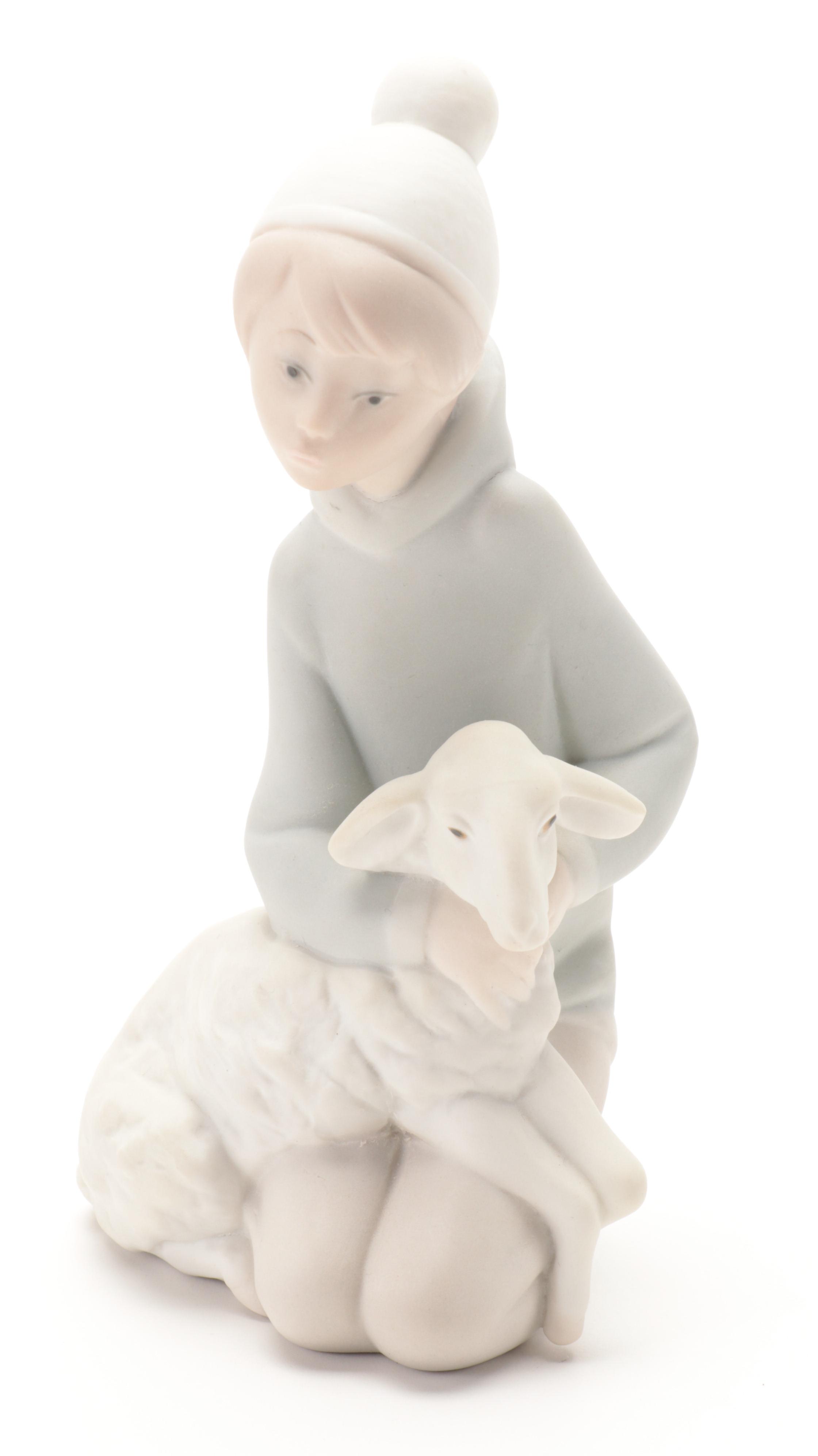Lladró "Girl with Hands Akimbo" and Other Matte Porcelain Figurines
