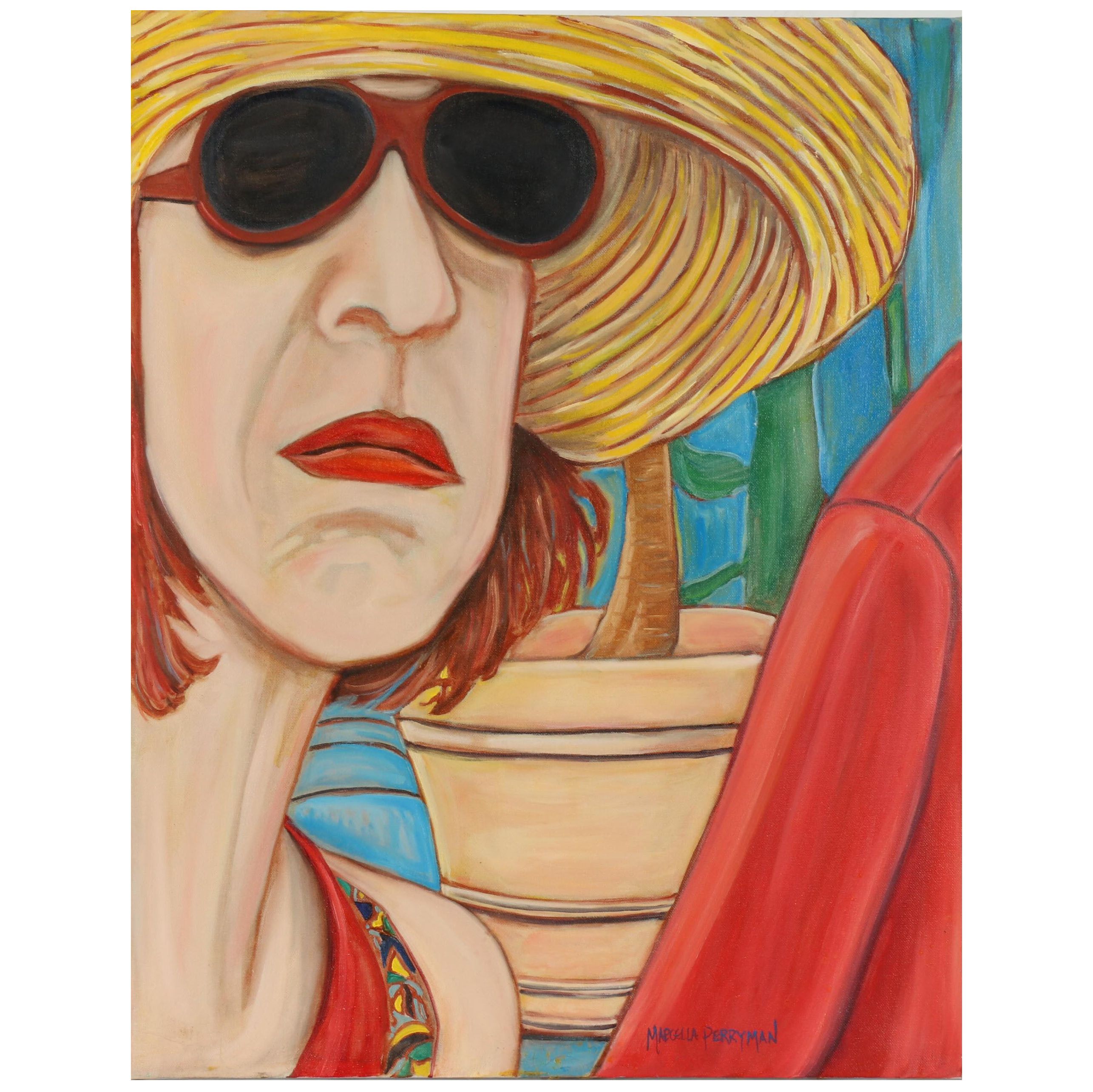 Marcella Francis Perryman Mixed Media Painting "The Tourist," 21st Century