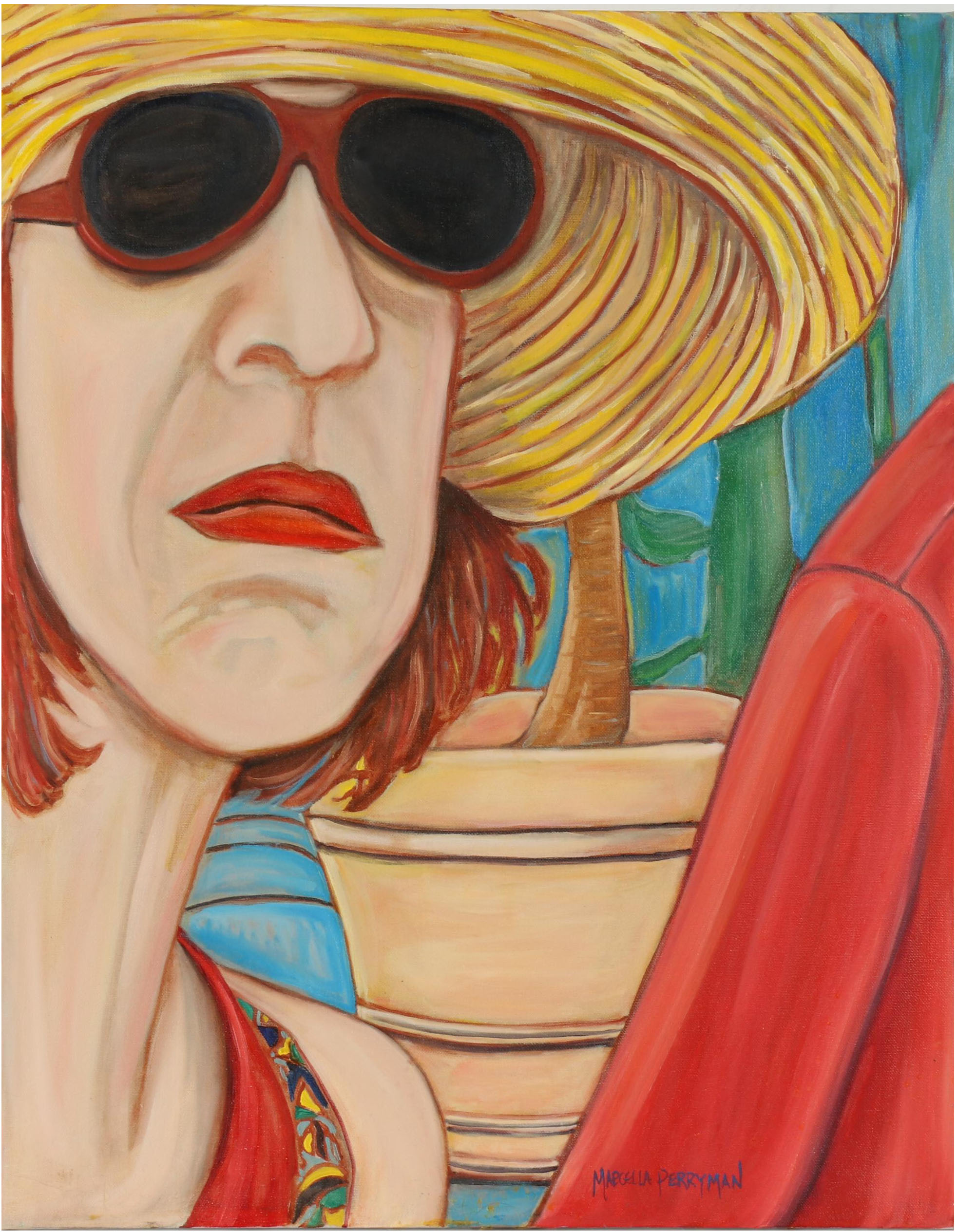 Marcella Francis Perryman Mixed Media Painting "The Tourist," 21st Century