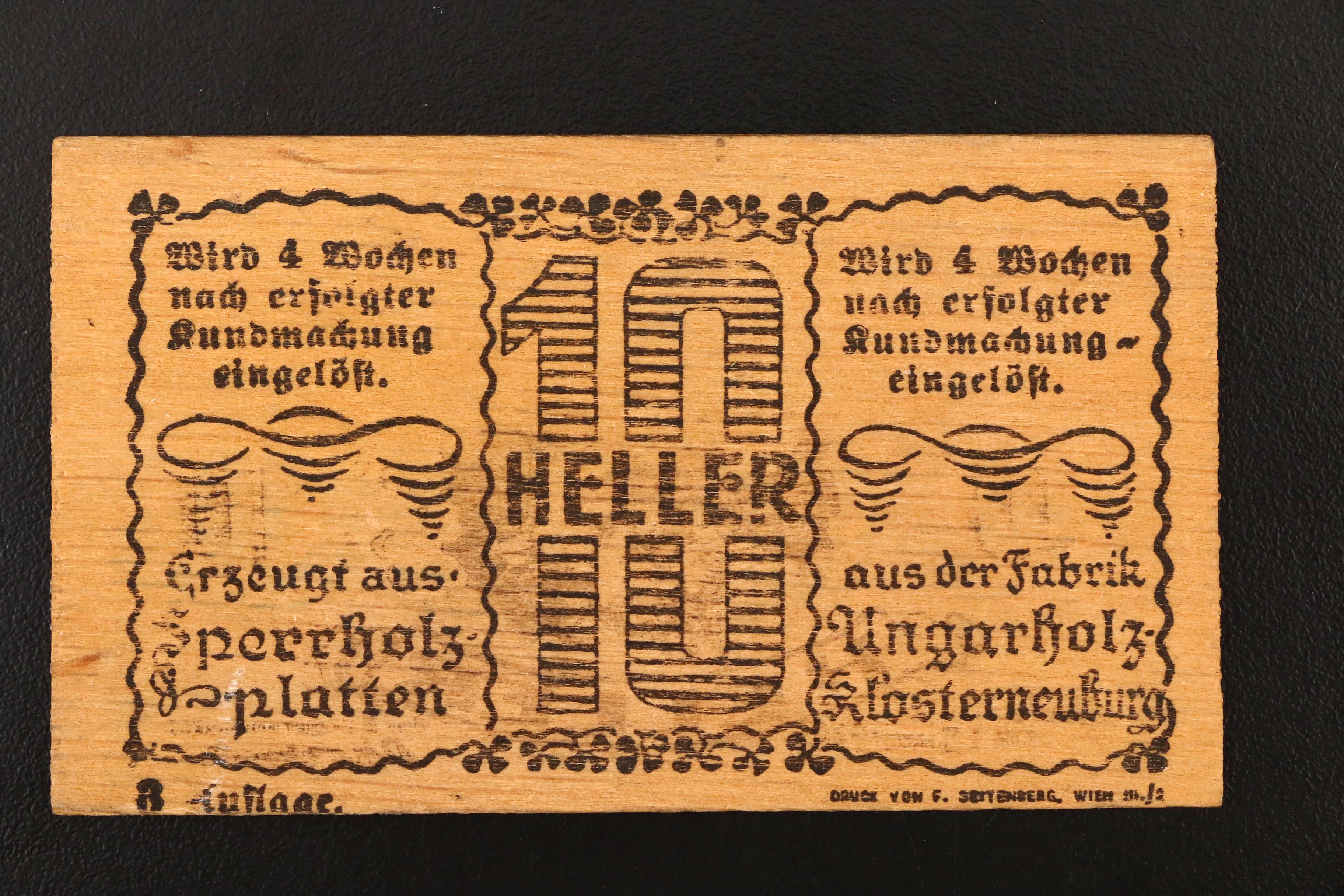 Group of Three German 1920 Notgeld Notes Made of Wood