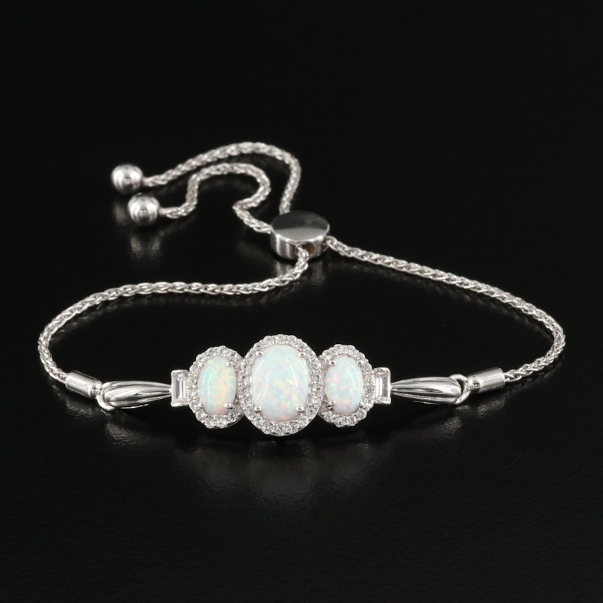 Sterling Opal and Sapphire Bolo Slide Bracelet