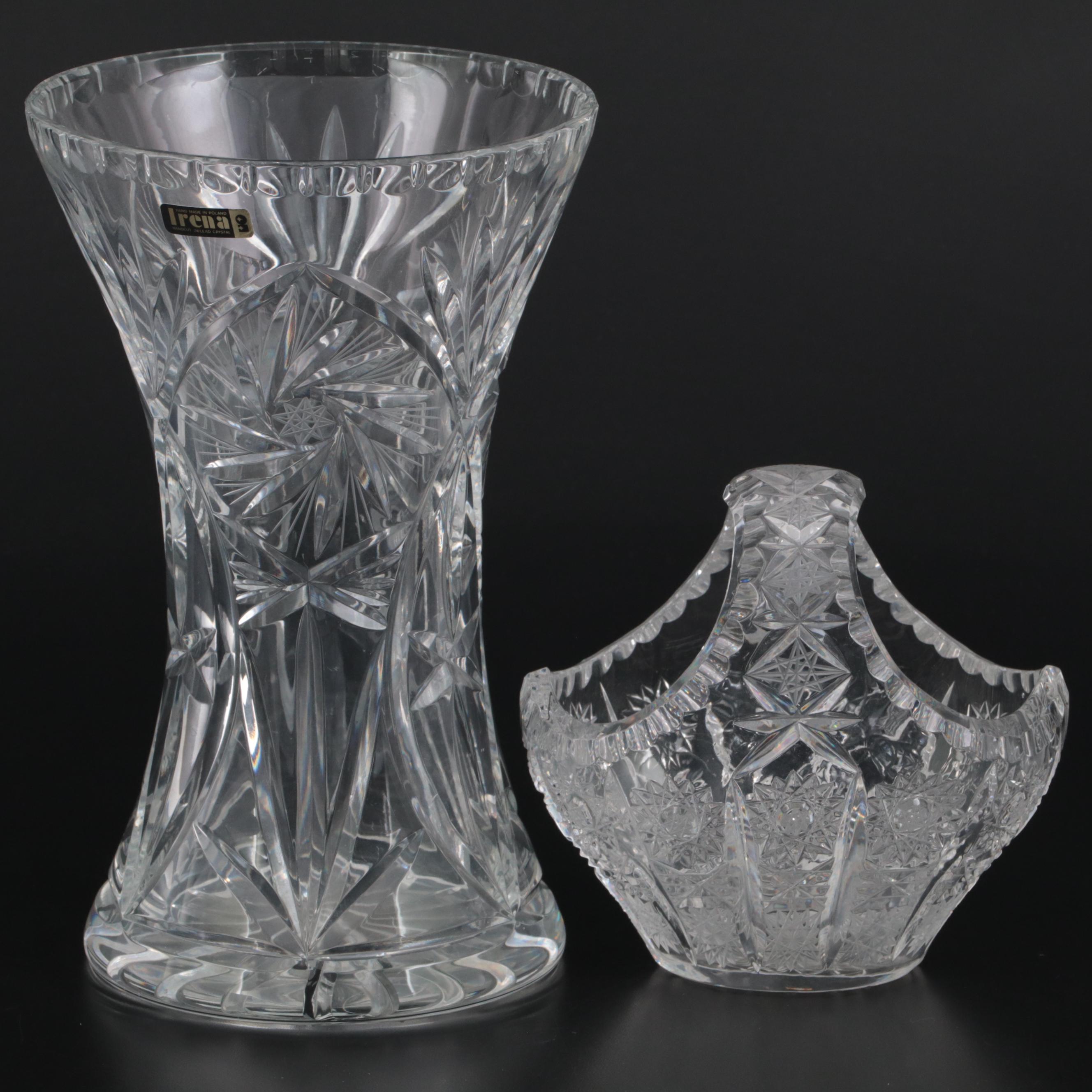 Irena Polish Crystal Vase and Other Cut Glass Décor
