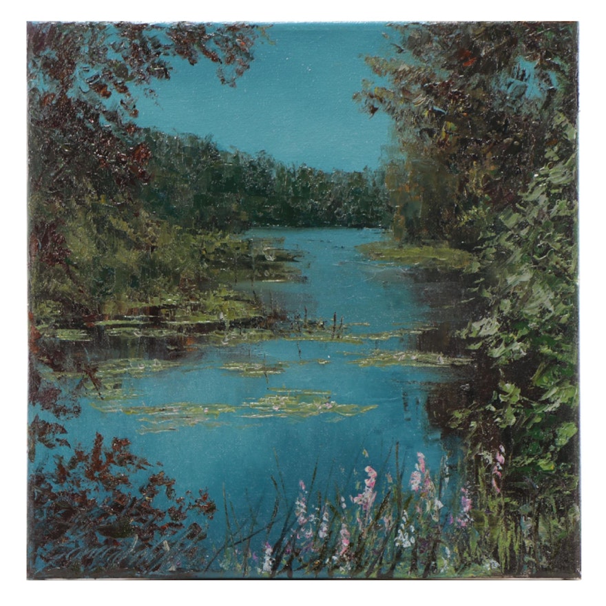 Garncarek Aleksander Landscape Oil Painting "Nad Woda," 2022