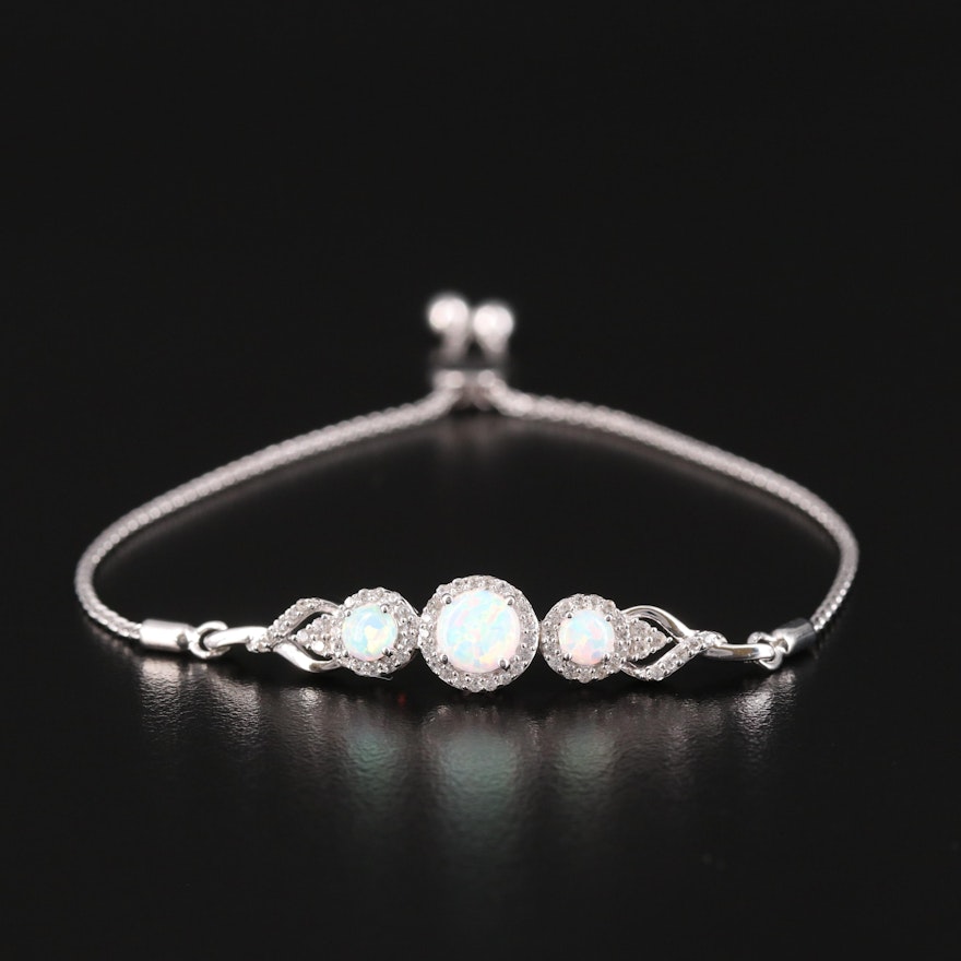 Sterling Opal and Sapphire Bolo Bracelet
